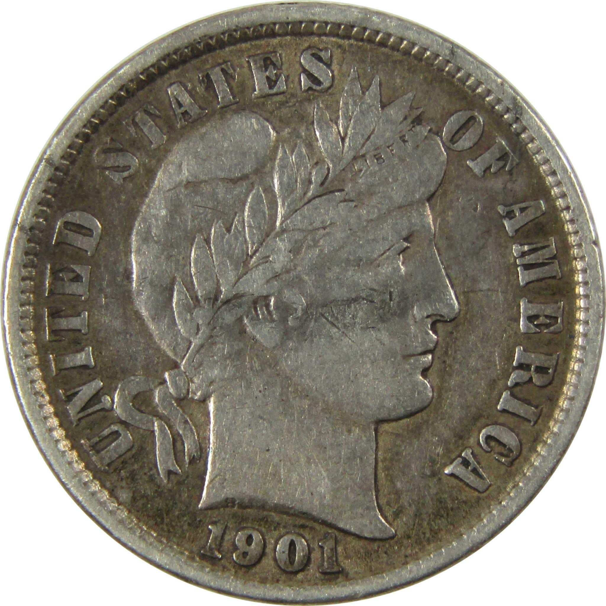 1901 Barber Silver Dime XF EF Extremely Fine 10c Coin SKU:CP682