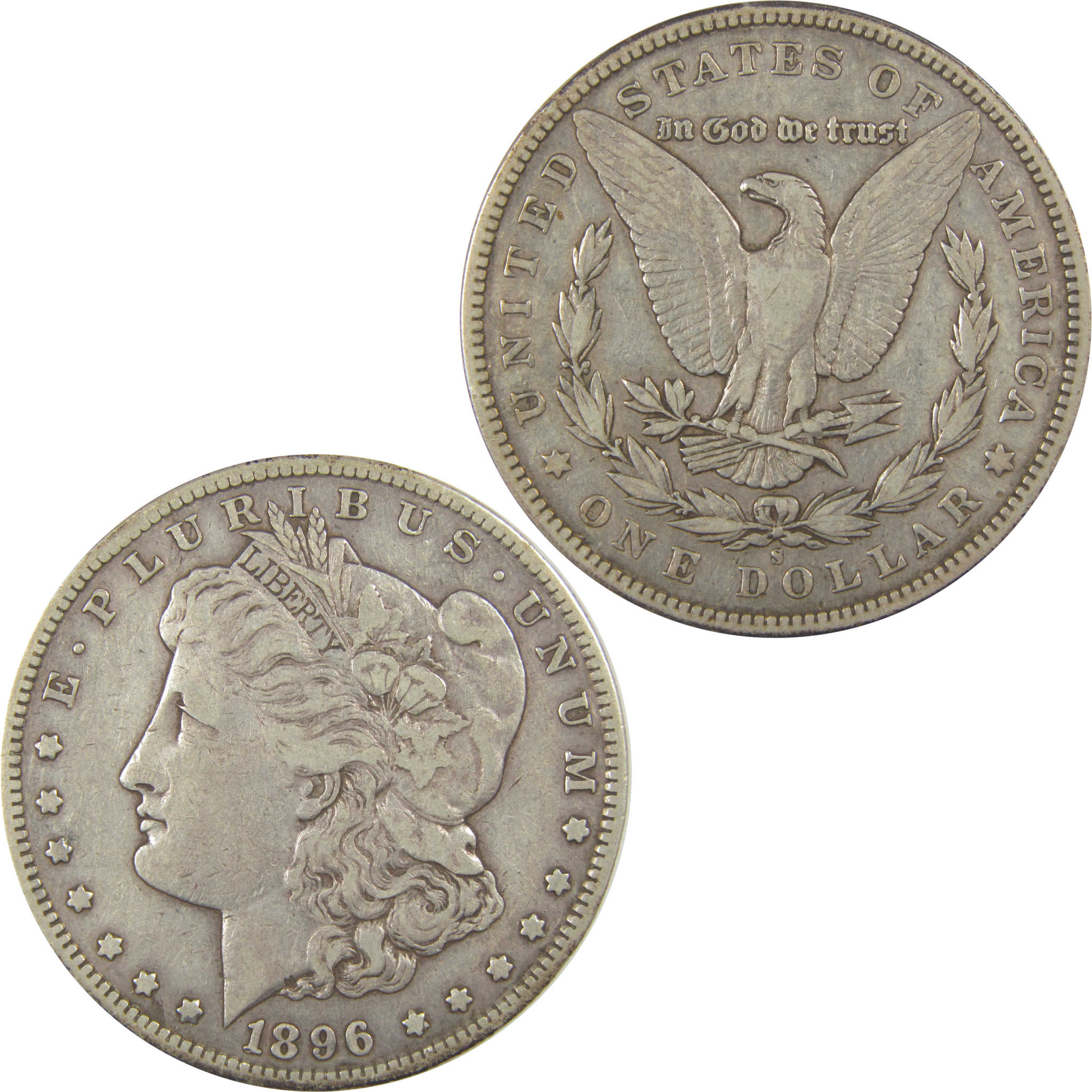 1896 S Morgan Dollar VF Very Fine Silver $1 Coin SKU:I22040 - Morgan coin - Morgan silver dollar - Morgan silver dollar for sale - Profile Coins & Collectibles