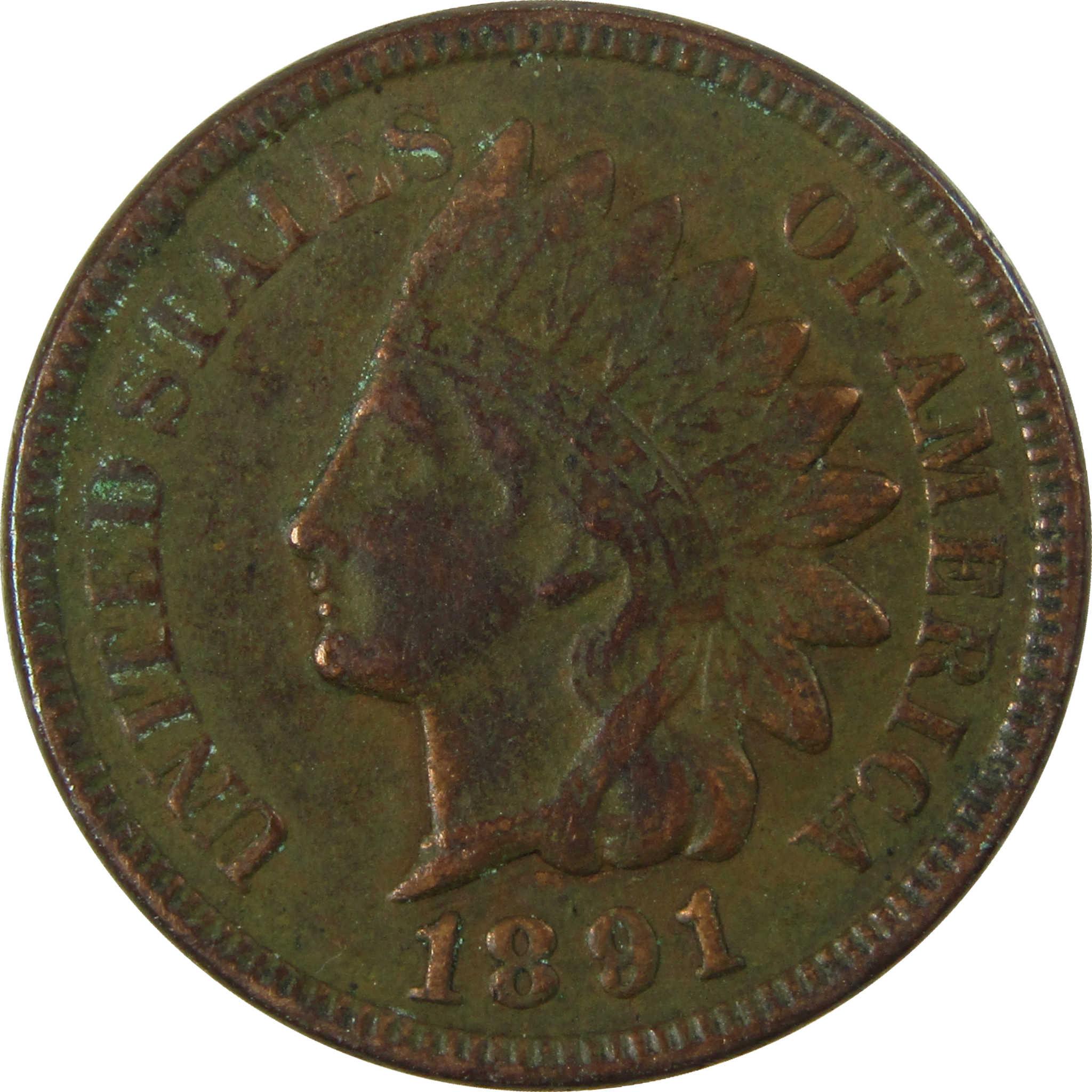 1891 Indian Head Cent VF Very Fine Penny 1c Coin SKU:I26938