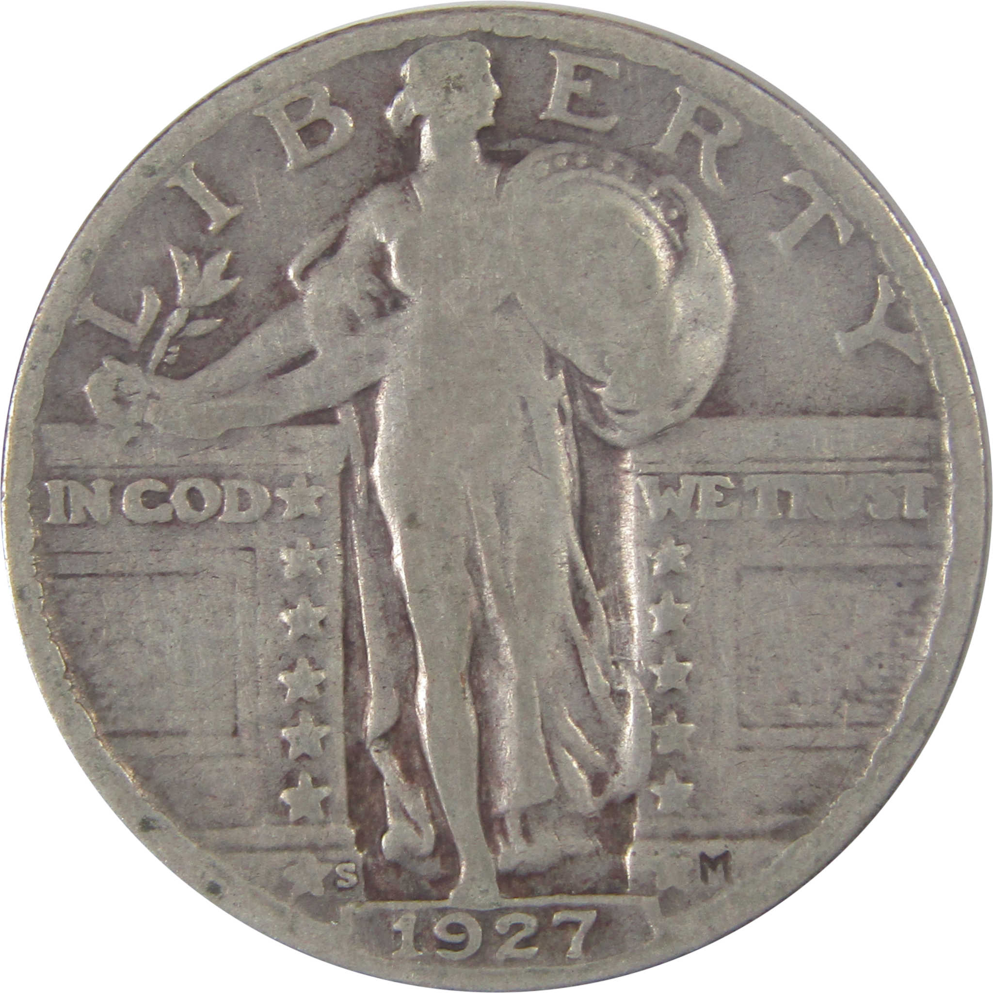 1927 S Standing Liberty Quarter VG Very Good Silver 25c SKU:I17367