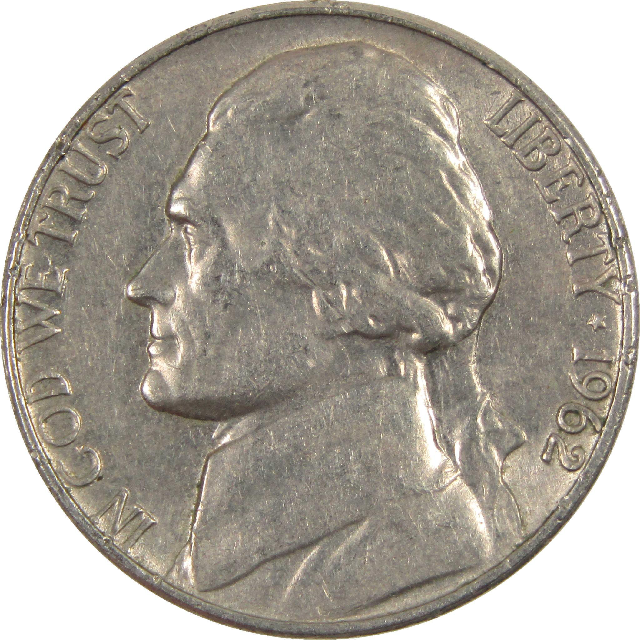 1962 Jefferson Nickel Circulated 5c Coin Collectible