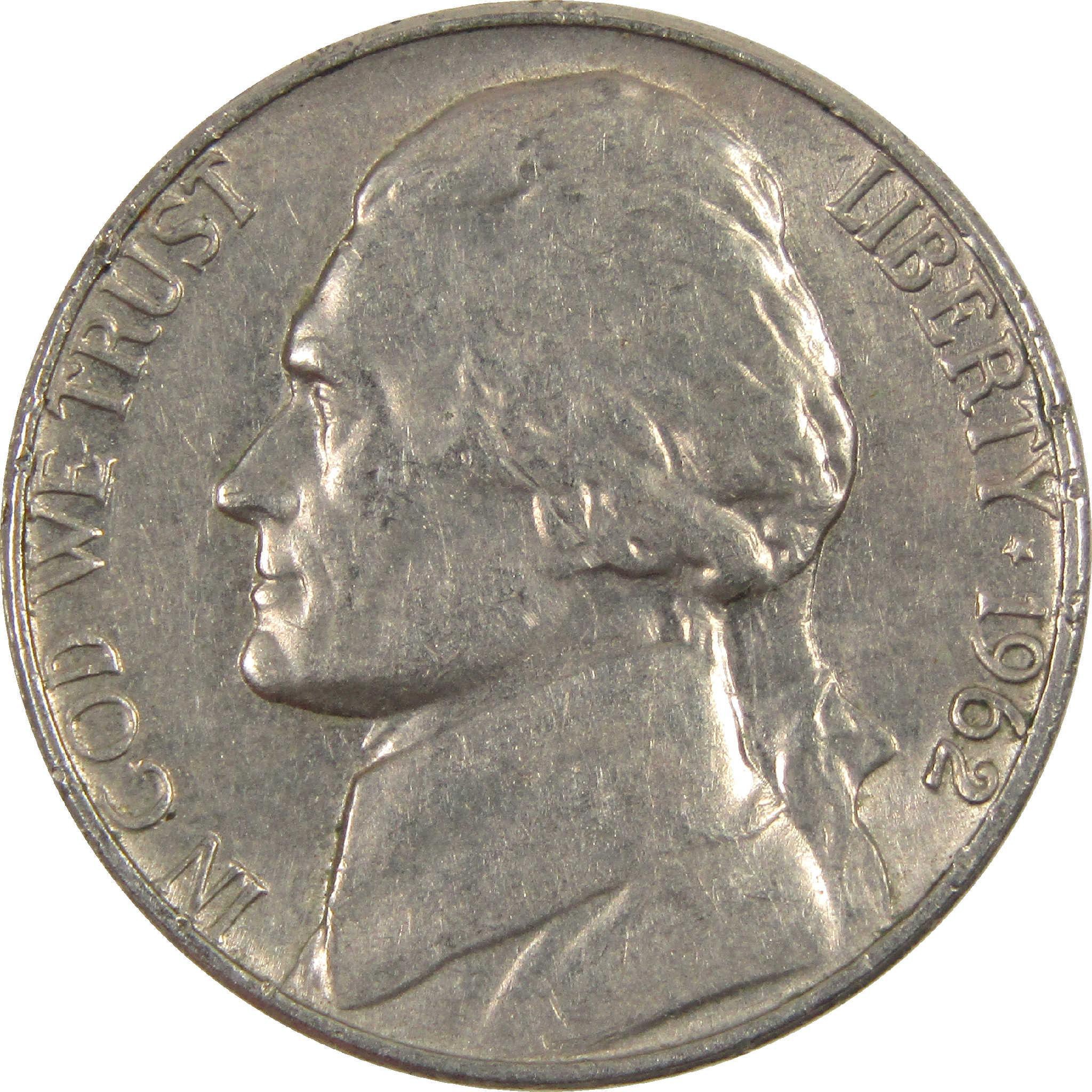 1962 Jefferson Nickel Circulated 5c Coin Collectible