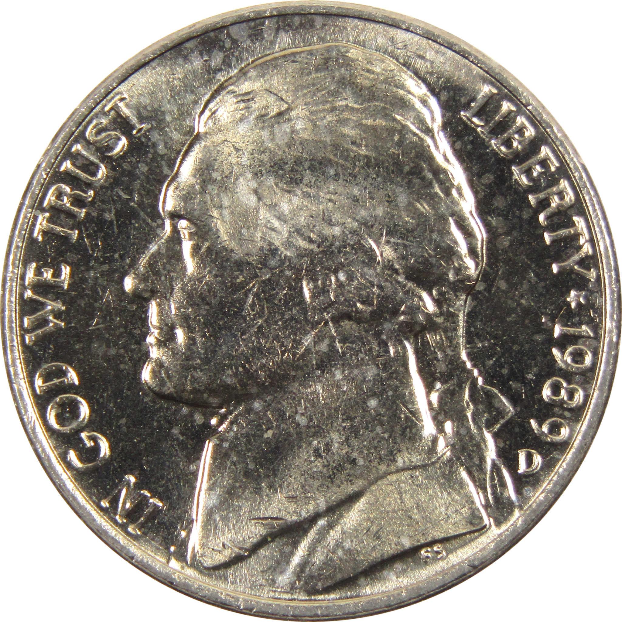 1989 D Jefferson Nickel BU Uncirculated 5c Coin