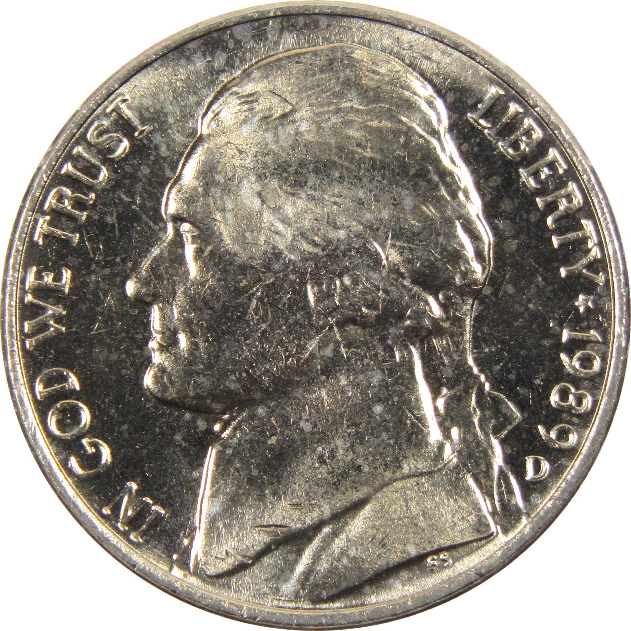 1989 D Jefferson Nickel BU Uncirculated 5c Coin