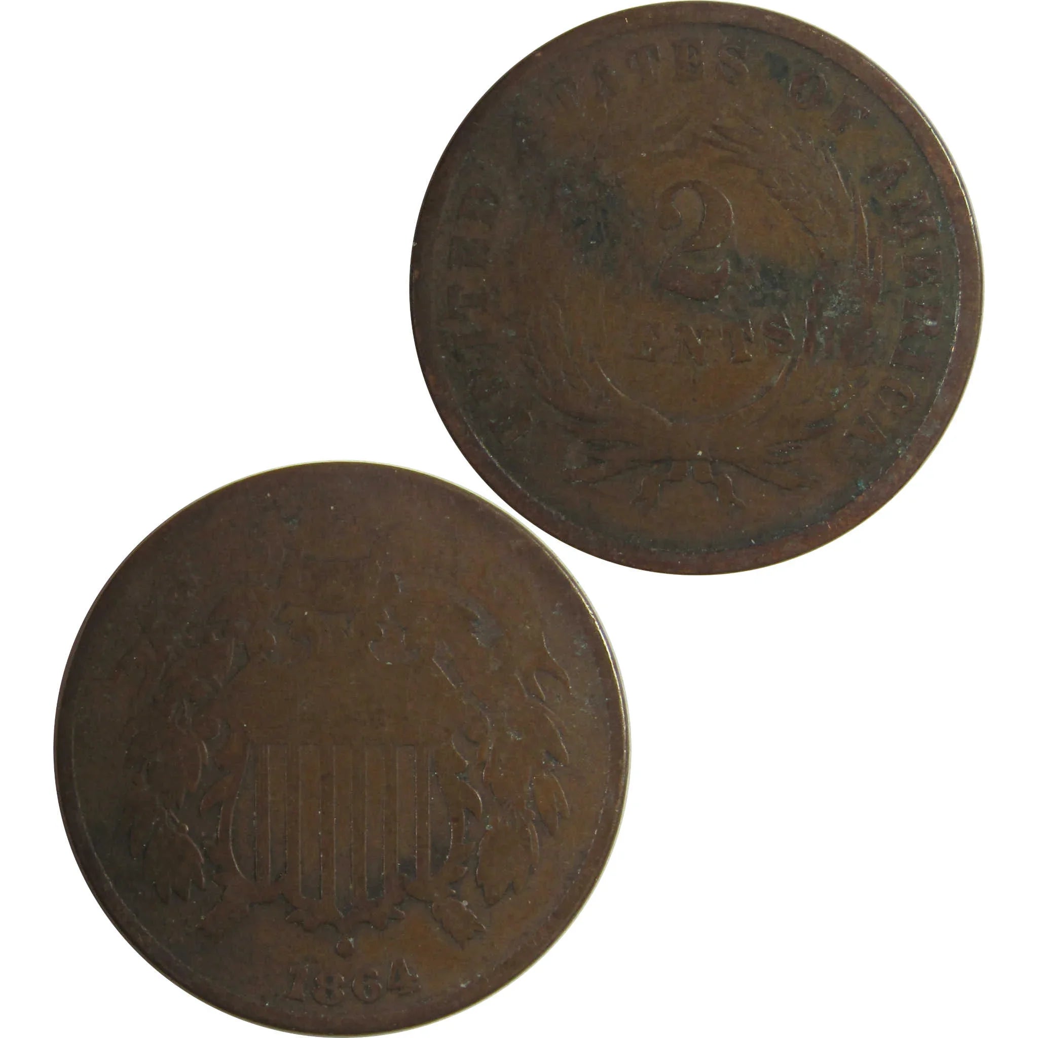 1864 Large Motto Two Cent Piece G Good 2c Coin SKU:CPC0749