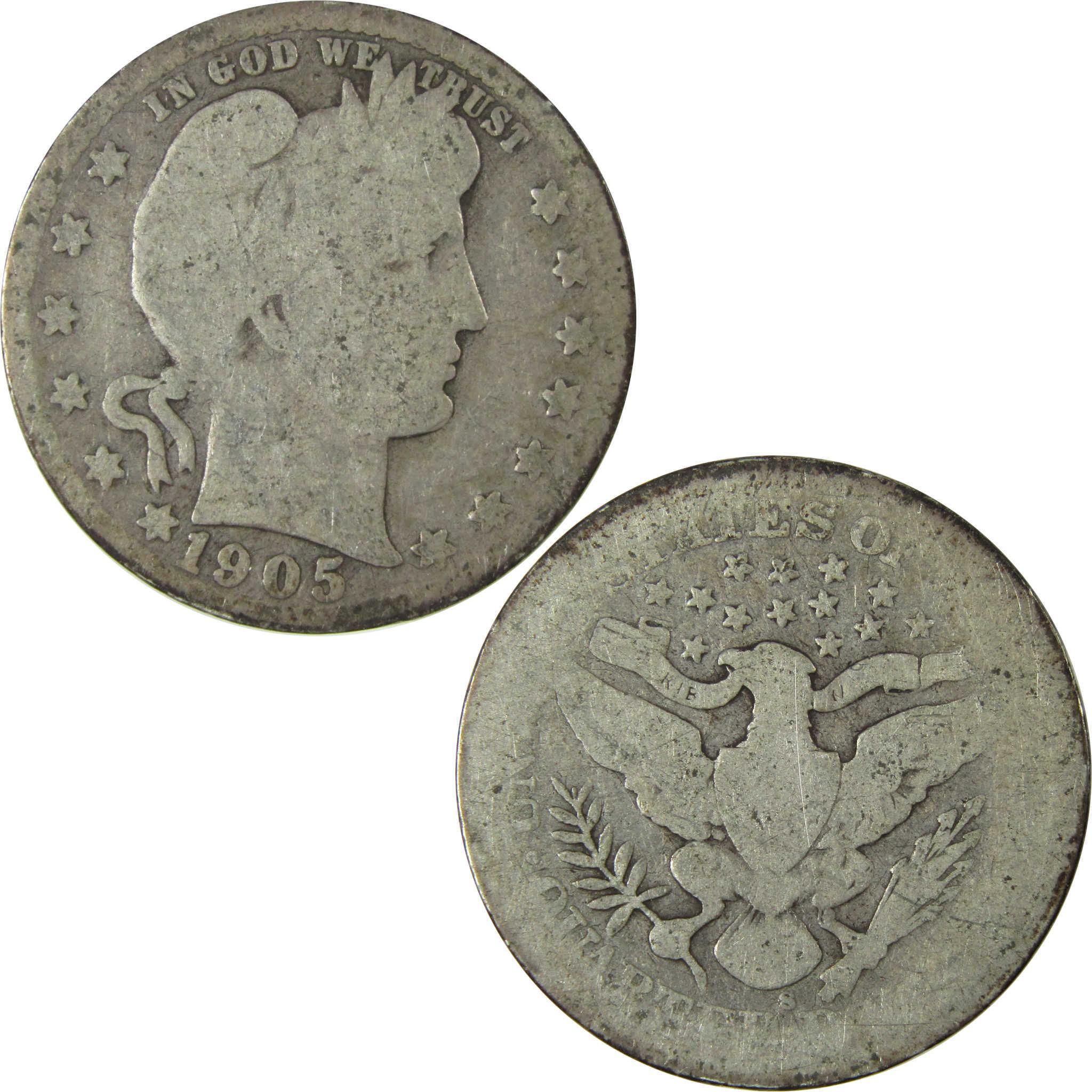 1905 S Barber Silver Quarter AG About Good 25c Coin SKU:CP881
