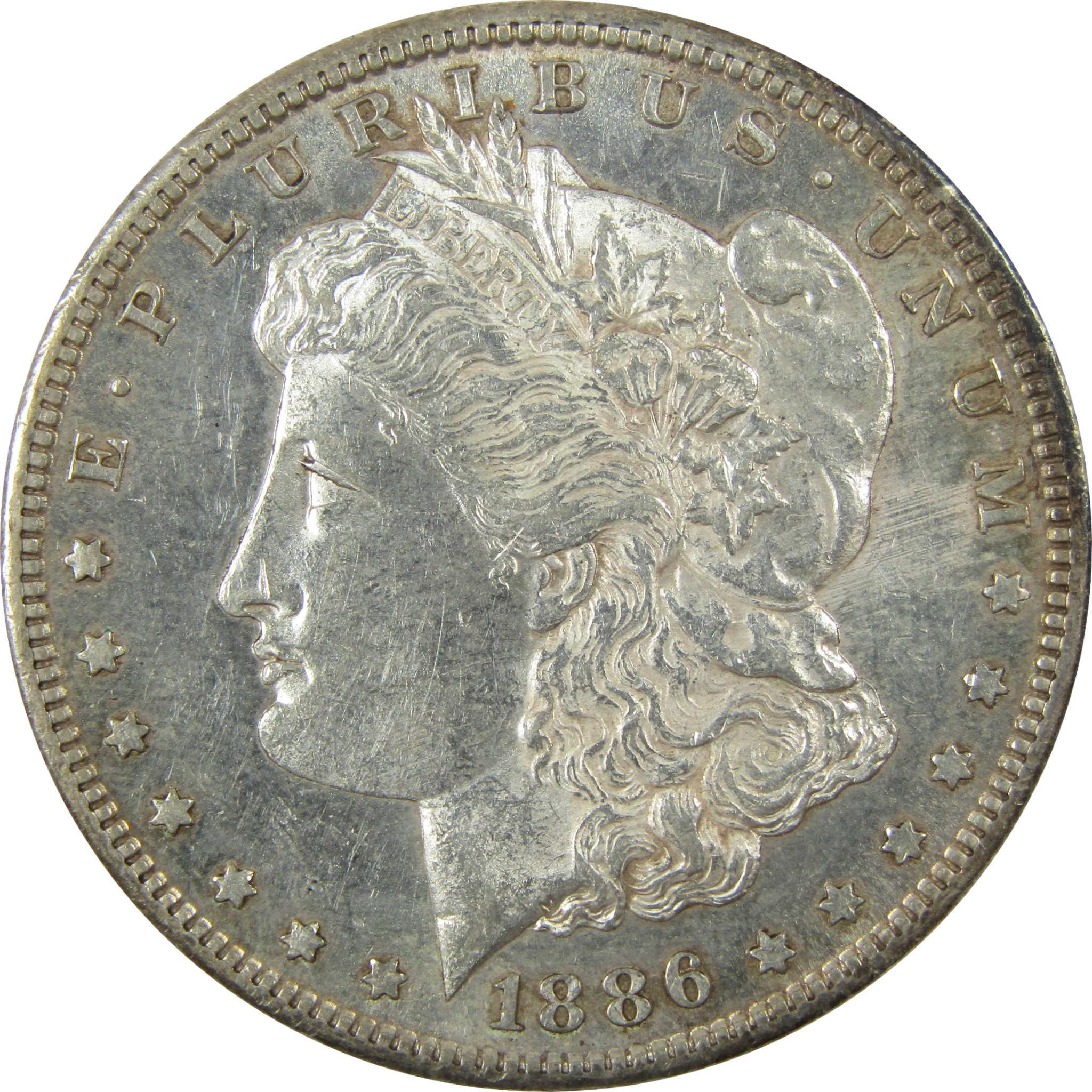 1886 S Morgan Silver Dollar AU About Uncirculated $1 Coin SKU:CP1396 - Morgan coin - Morgan silver dollar - Morgan silver dollar for sale - Profile Coins & Collectibles