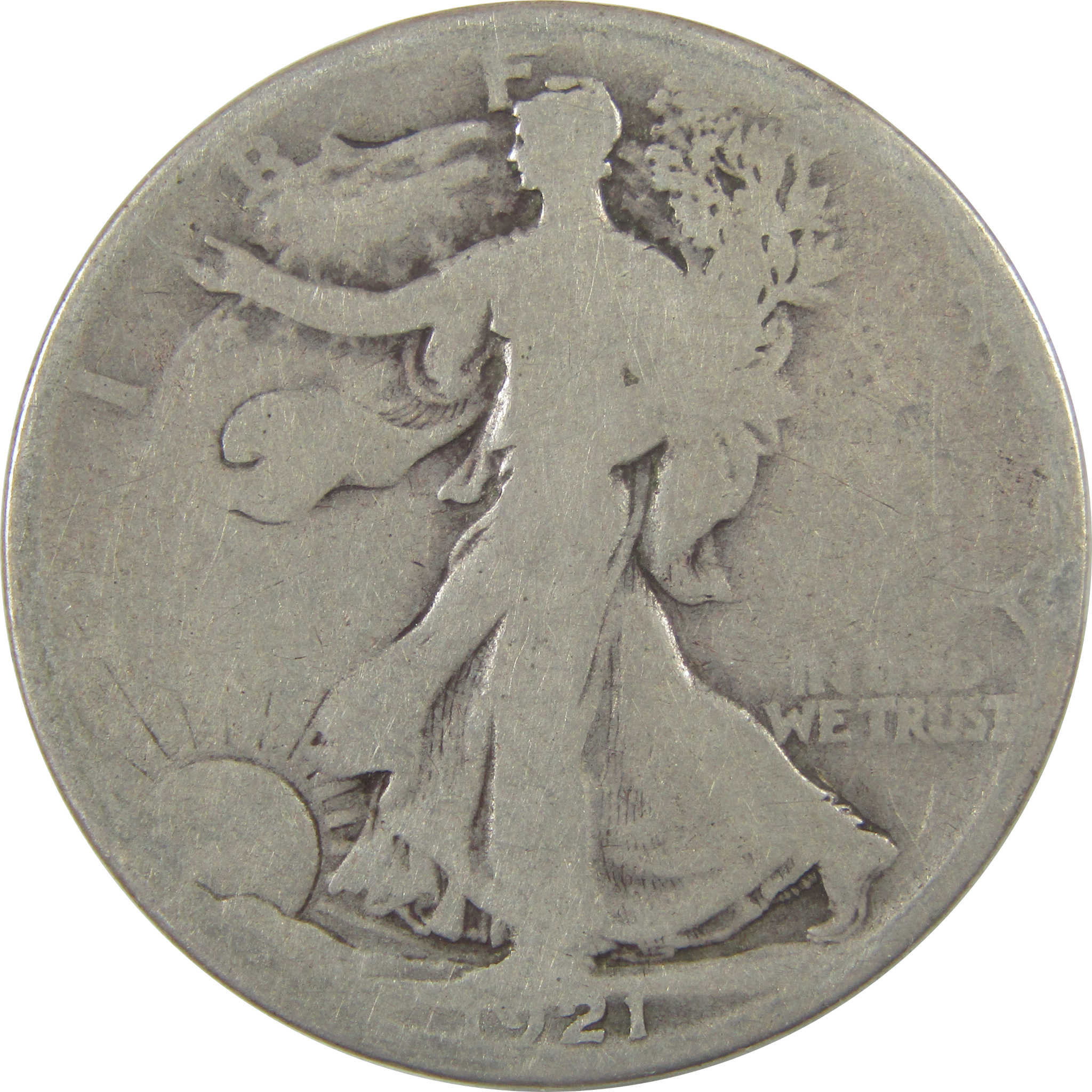 1921 S Liberty Walking Half Dollar G Good Silver 50c Coin SKU:I18825