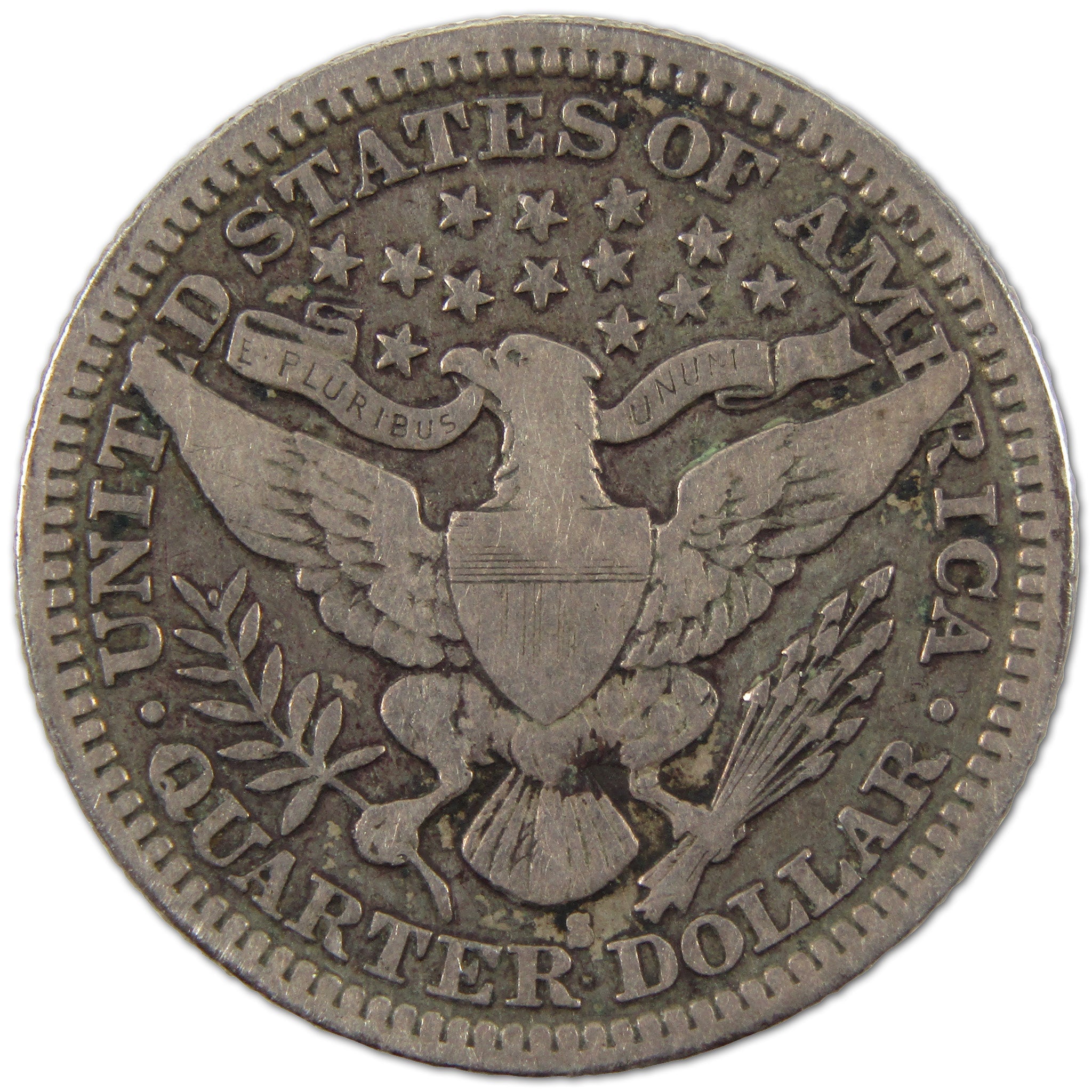 1914 S Barber Quarter F Fine Silver 25c Coin SKU:I10588