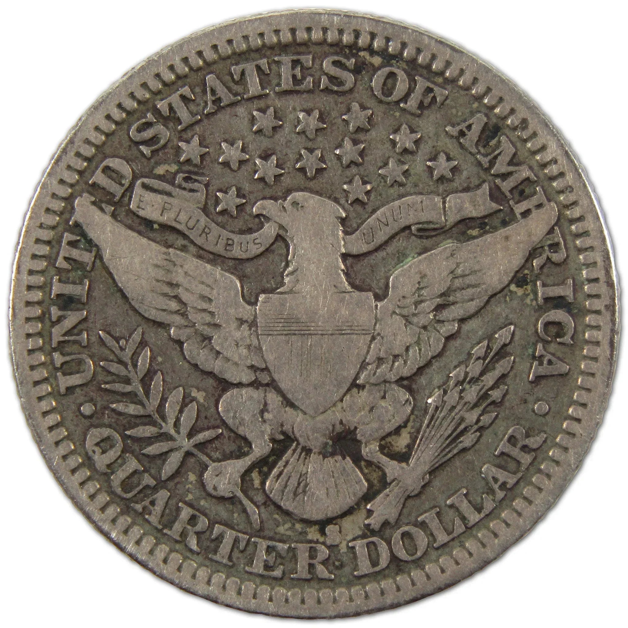 1914 S Barber Quarter F Fine Silver 25c Coin SKU:I10588