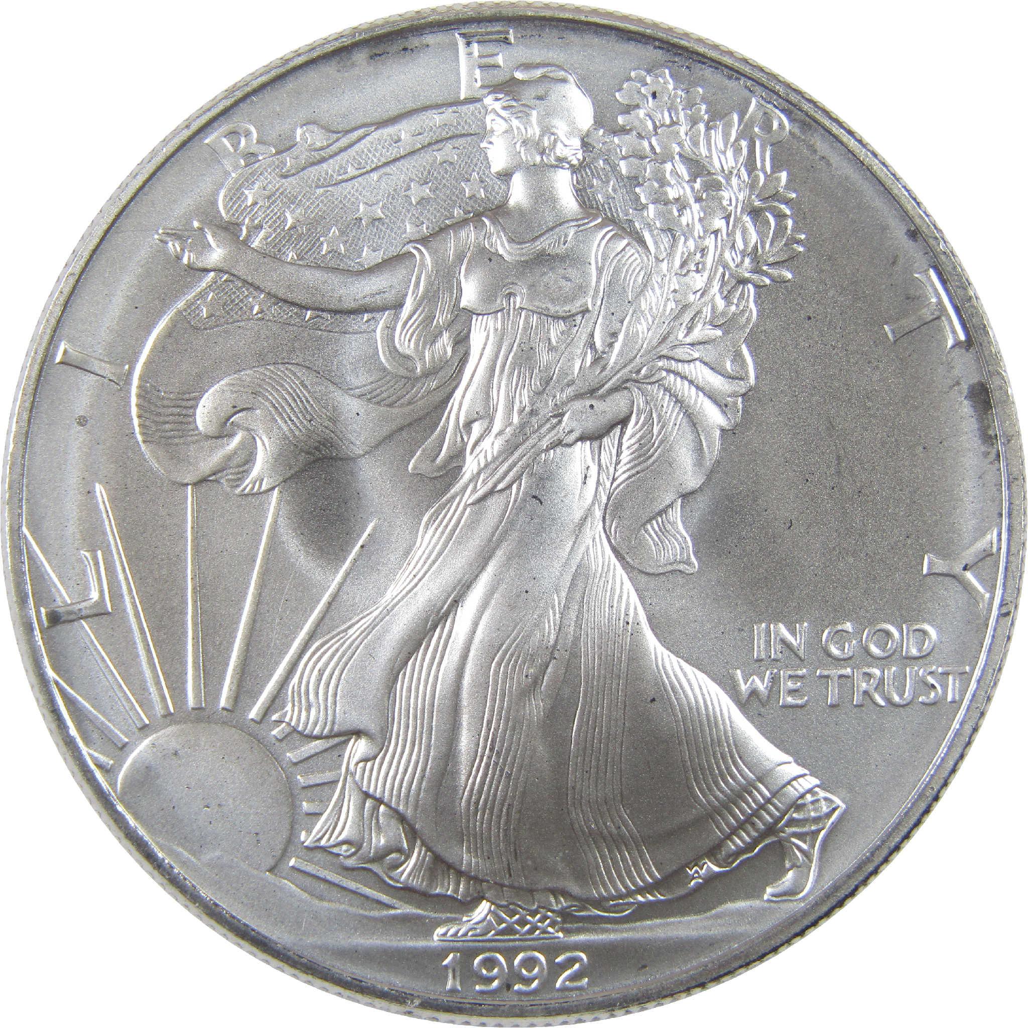 1992 American Silver Eagle Uncirculated Bullion $1 Coin