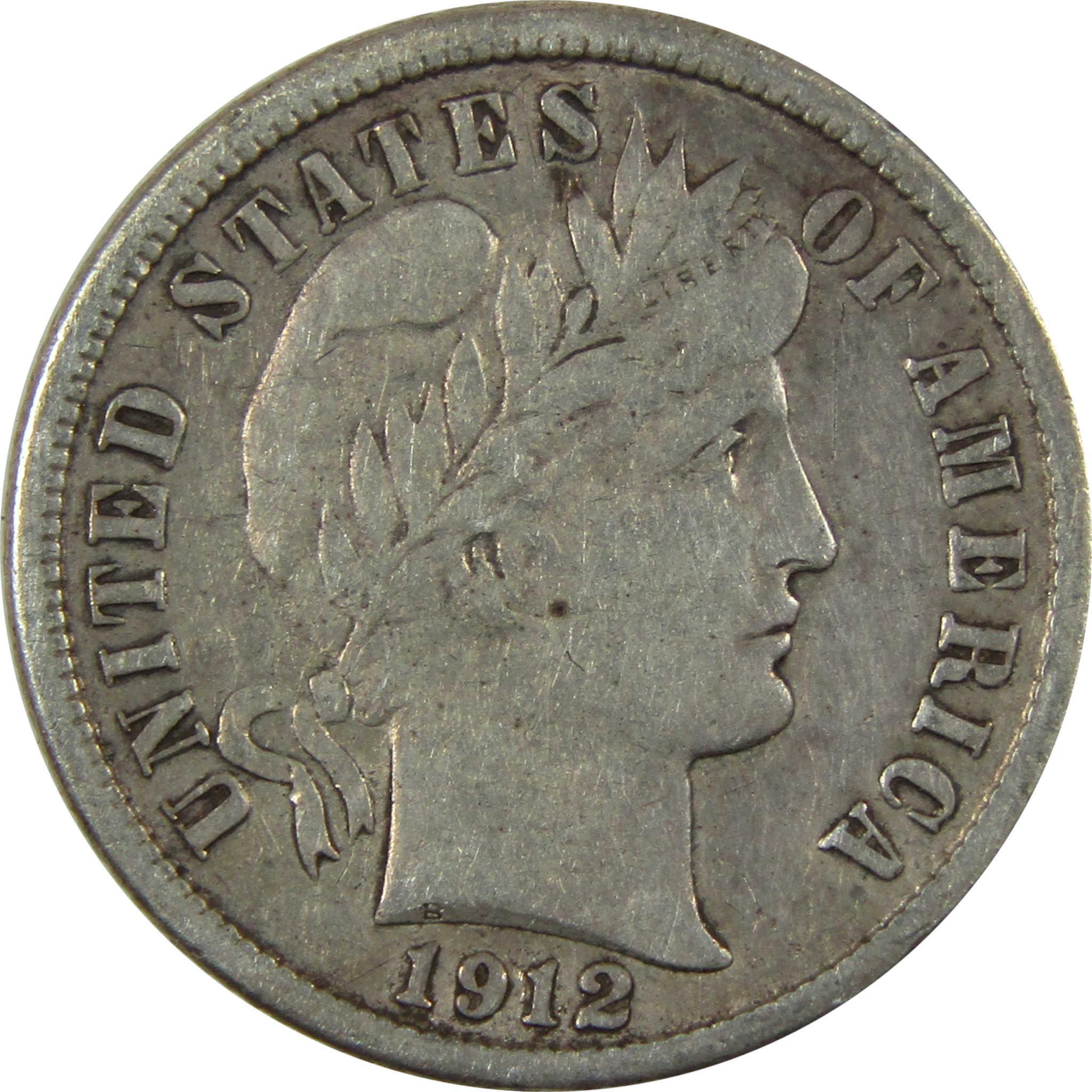 1912 D Barber Silver Dime VF Very Fine 10c Coin Collectible SKU:CP1333