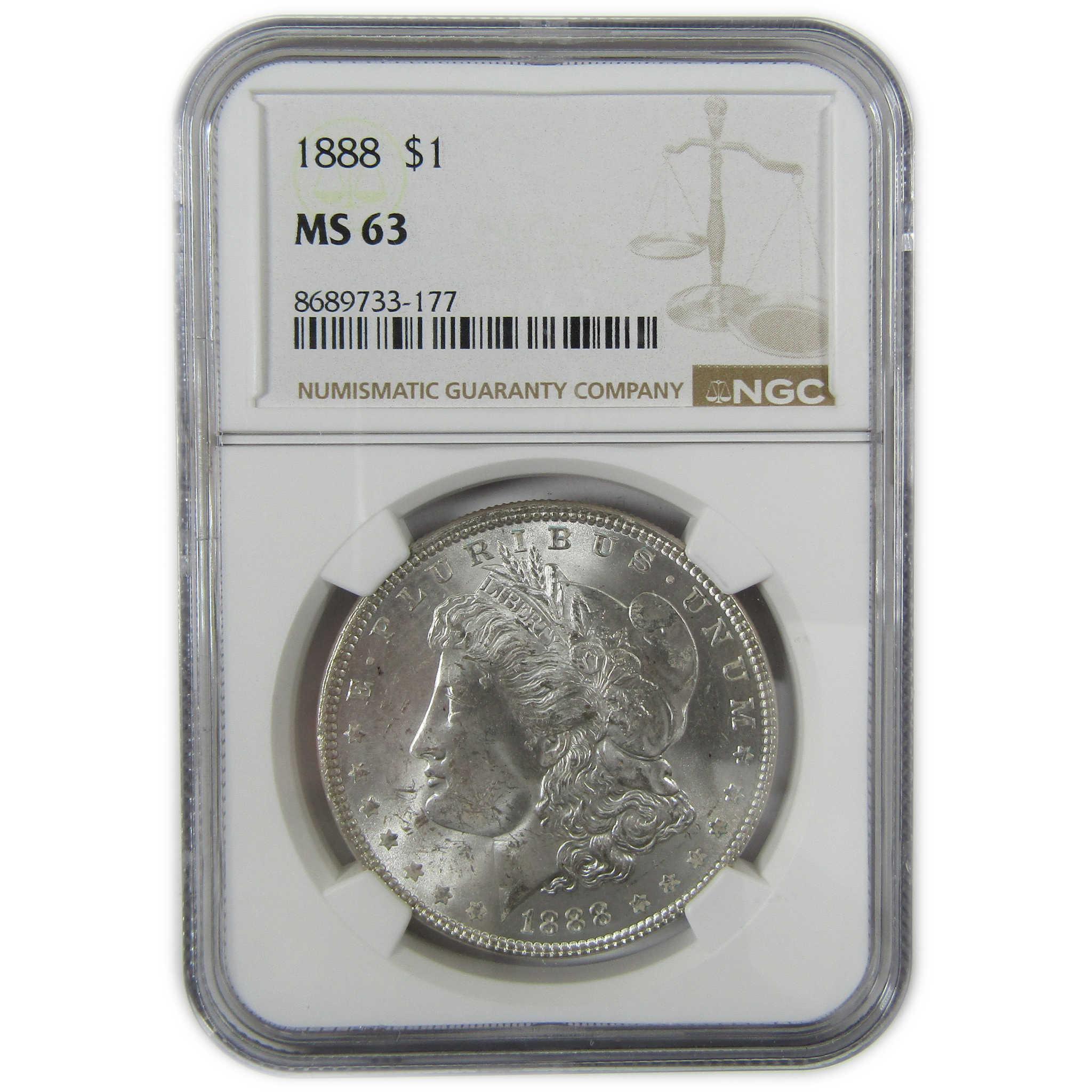 1888 Morgan Silver Dollar MS 63 NGC Uncirculated $1 Coin SKU:CP478 - Morgan coin - Morgan silver dollar - Morgan silver dollar for sale - Profile Coins & Collectibles