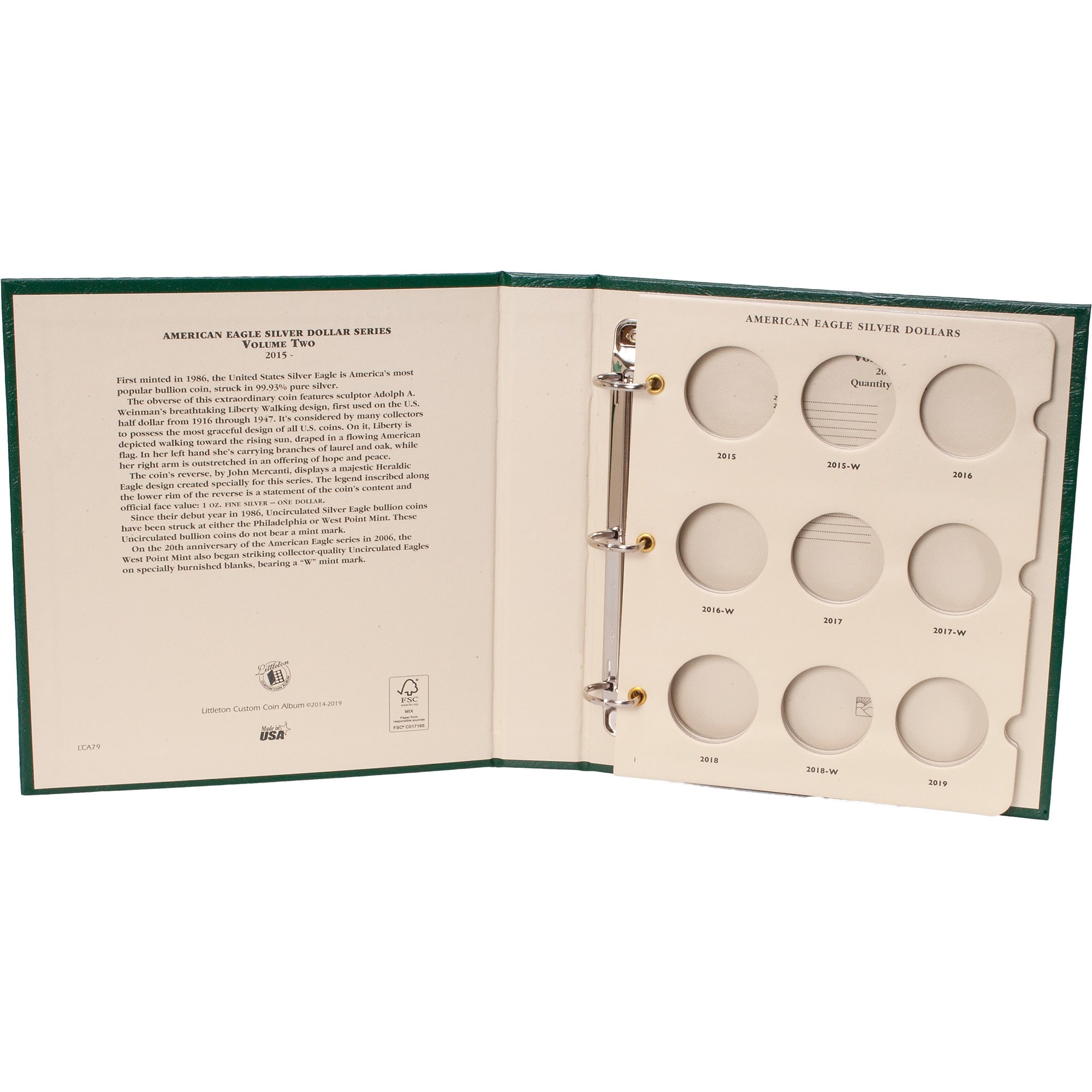 2015-Date American Eagle Silver Dollar Coin Album Volume 2 Littleton