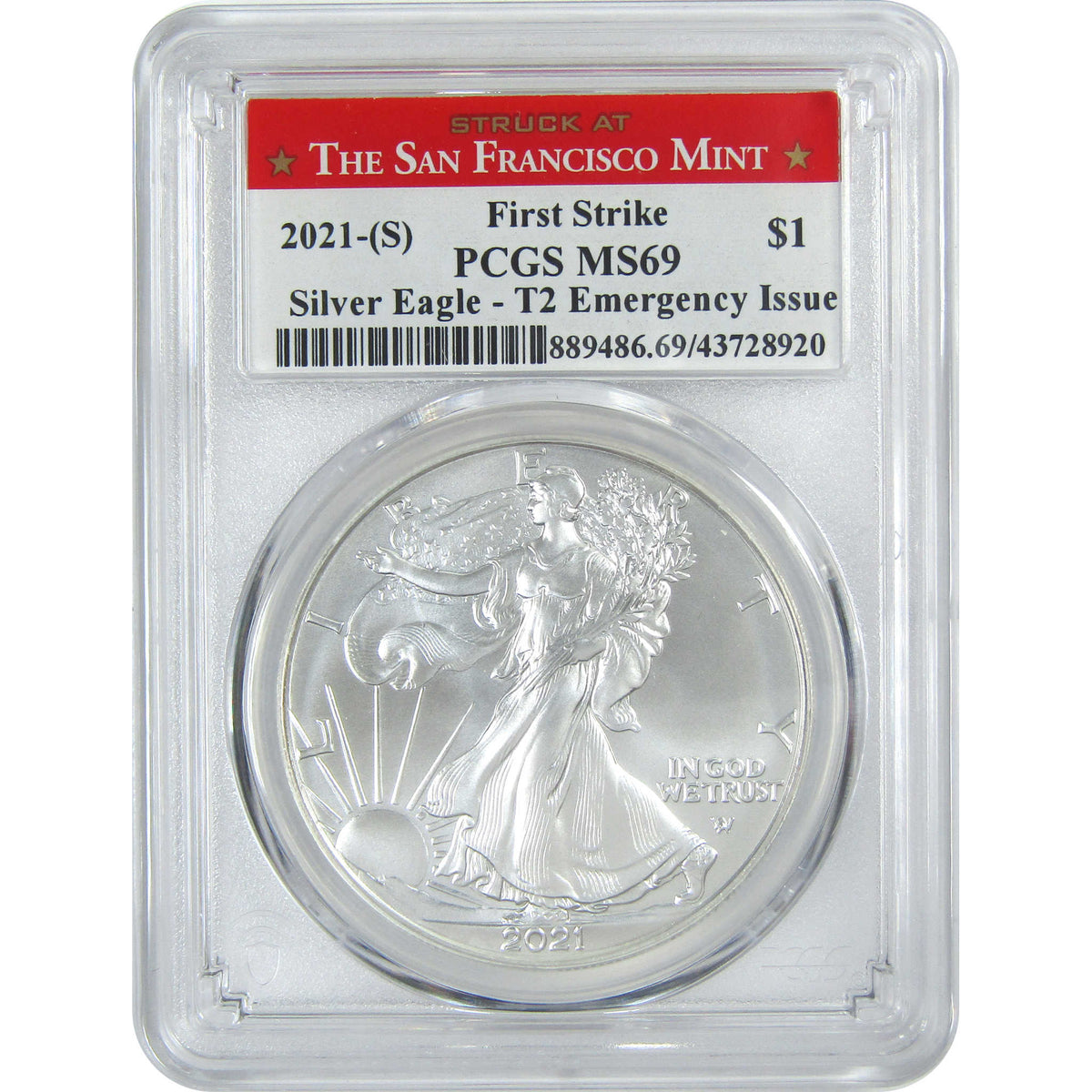 2021 (S) Type 2 American Silver Eagle MS 69 PCGS Emergency 1st Strike