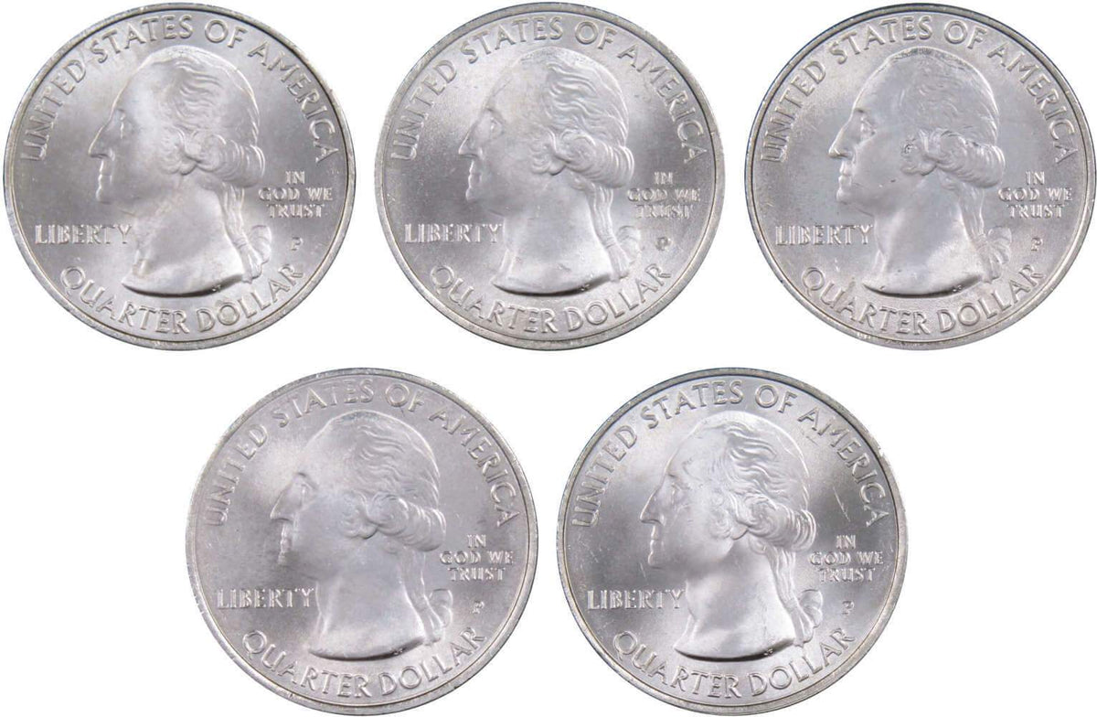 2015 P Quarter 5 Coin Set Clad Uncirculated Mint State 25c Collectible