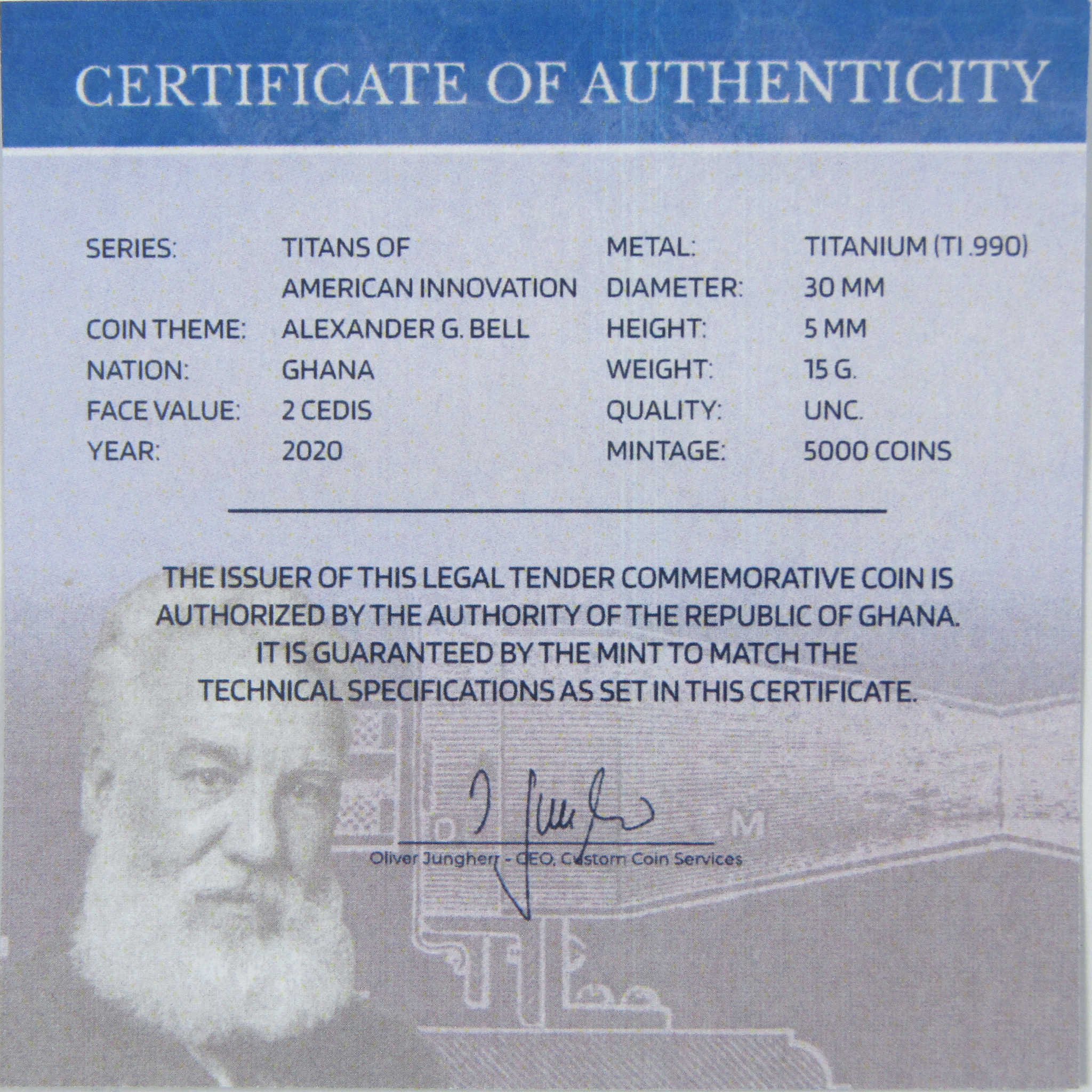 Titans of American Innovation Alexander G. Bell Titanium 2 Cedis 2020