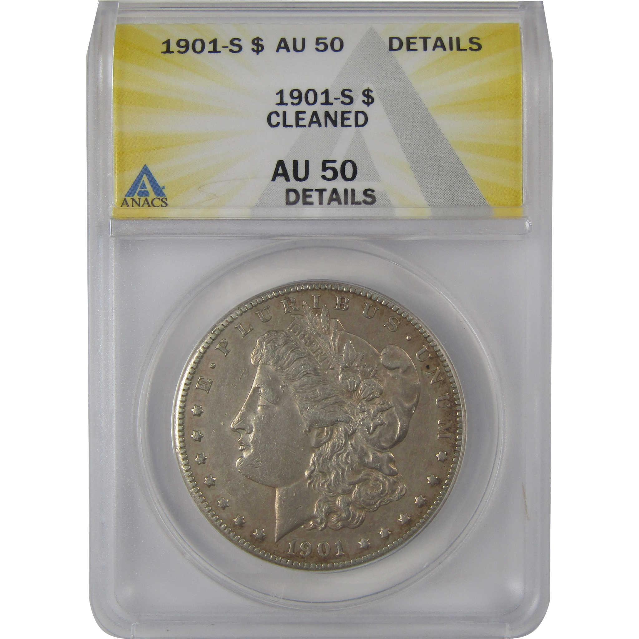1901 S Morgan Dollar AU 50 Details ANACS Silver $1 Coin SKU:CP173 - Morgan coin - Morgan silver dollar - Morgan silver dollar for sale - Profile Coins & Collectibles