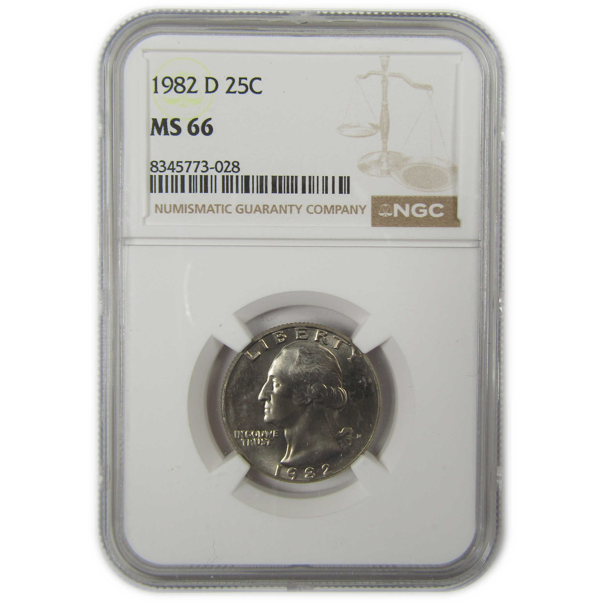 1982 D Washington Quarter MS 66 NGC Clad Uncirculated SKU:I20565