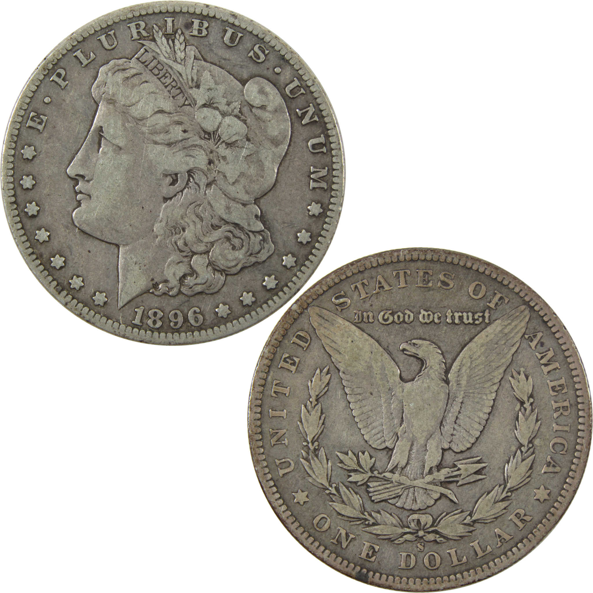 1896 S Morgan Dollar F Fine Silver $1 Coin SKU:I14127 - Morgan coin - Morgan silver dollar - Morgan silver dollar for sale - Profile Coins & Collectibles