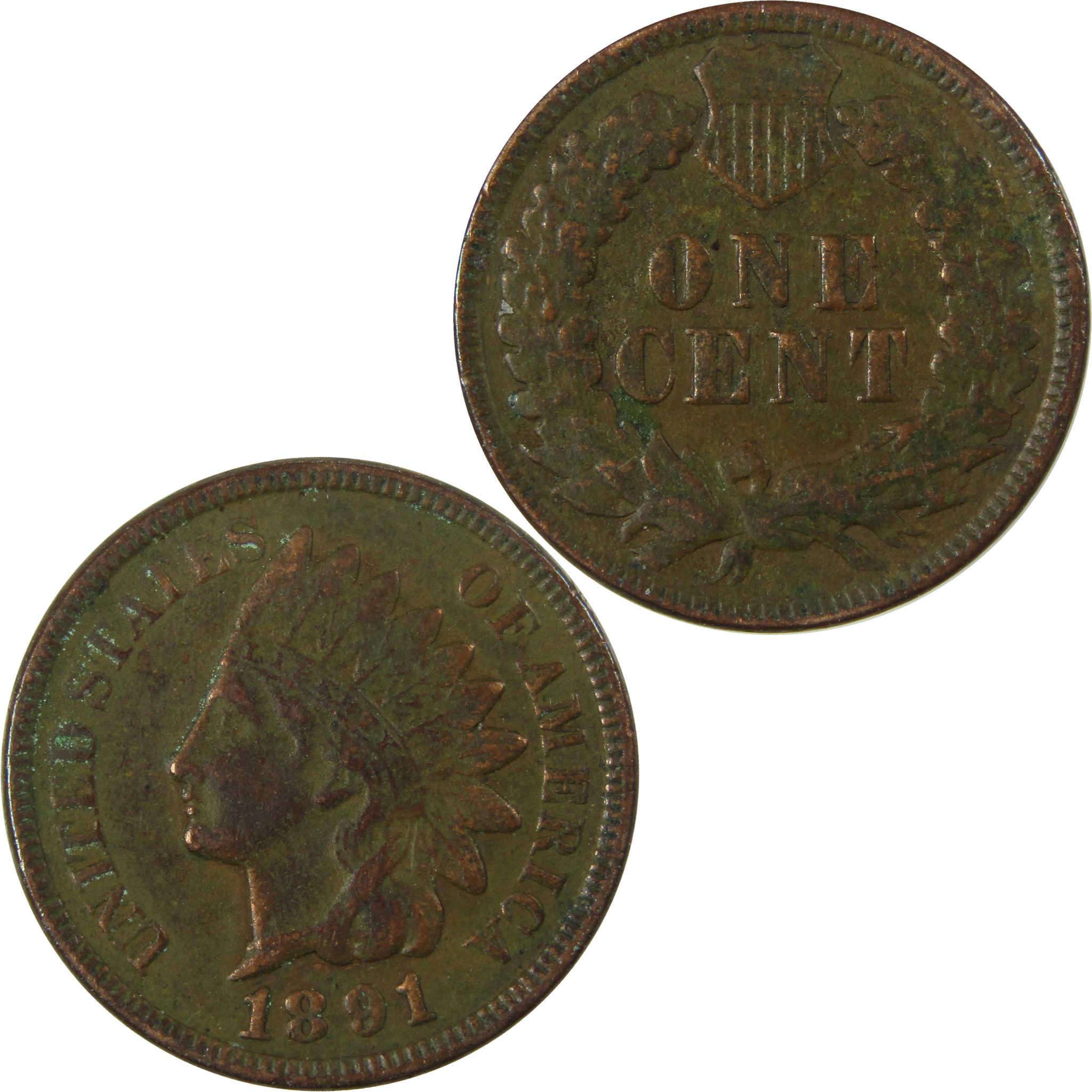 1891 Indian Head Cent VF Very Fine Penny 1c Coin SKU:I26938