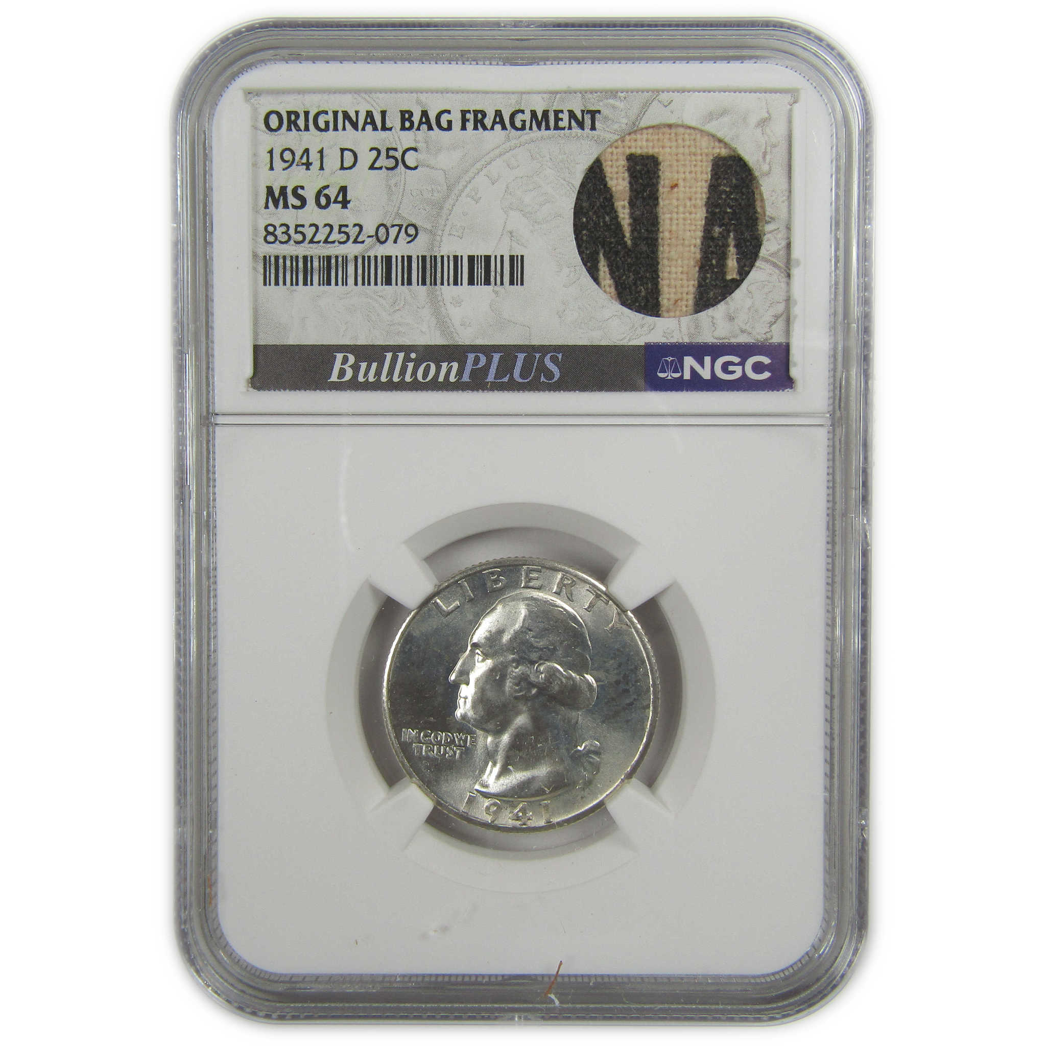 1941 D Washington Quarter MS 64 NGC Silver Bag Fragment SKU:I20600