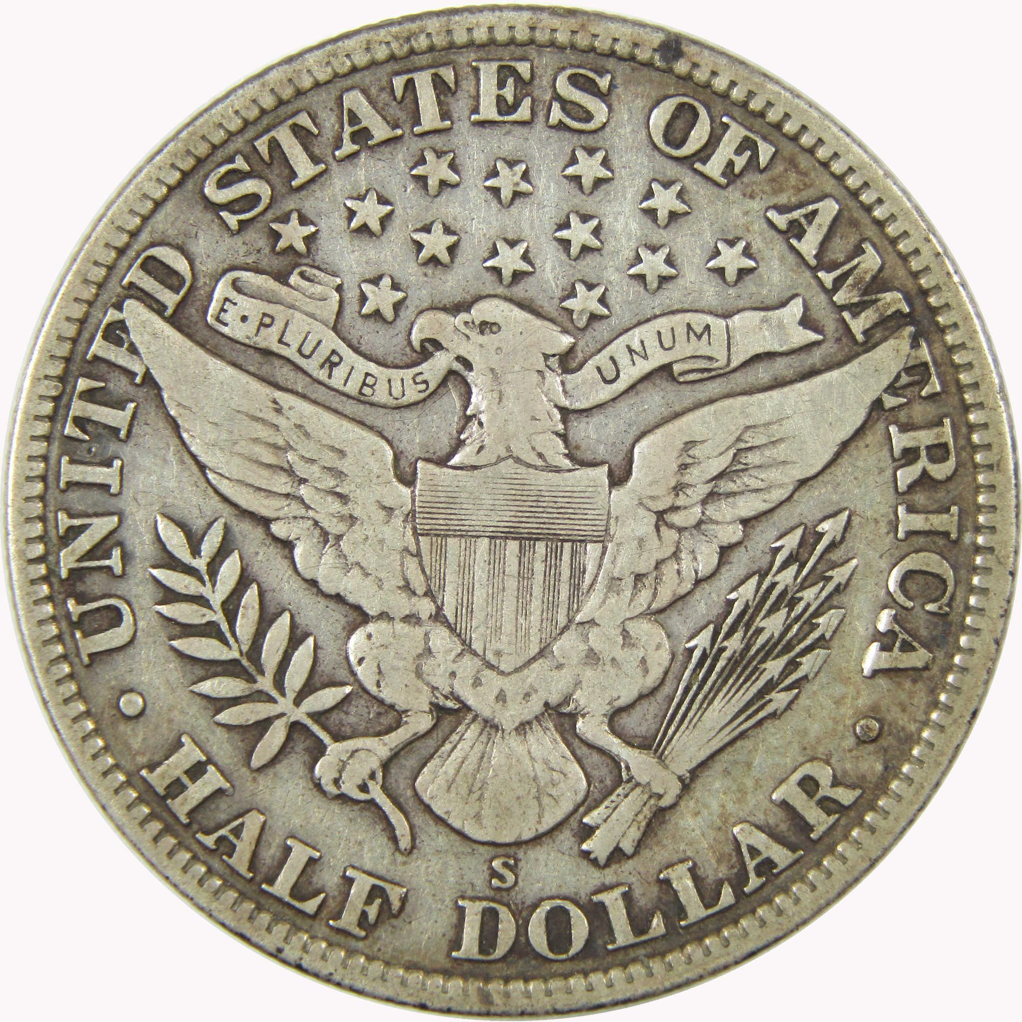 1912 S Barber Silver Half Dollar VF Very Fine 50c Coin Collectible
