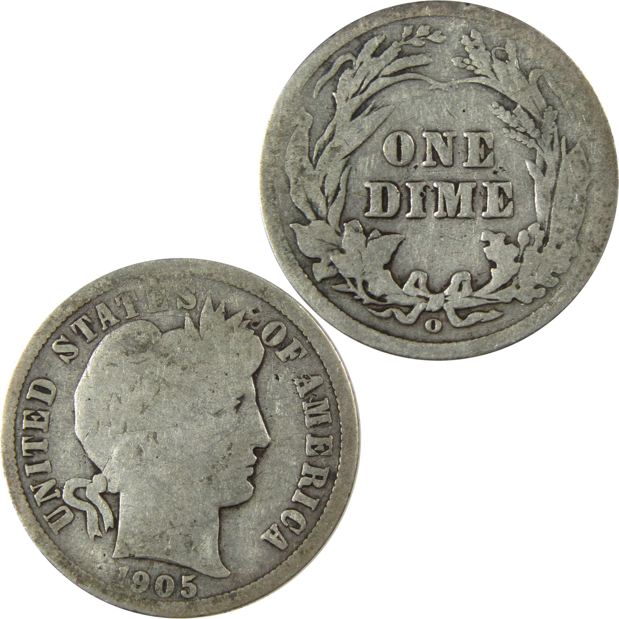 1905 O Micro O Barber Silver Dime G Good Details 10c Coin SKU:I26623