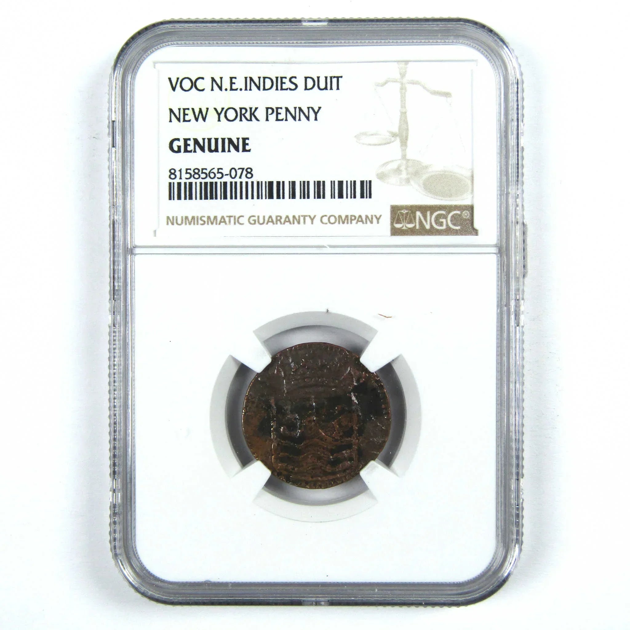 1726-1794 VOC Copper Duit Cent Genuine NGC Copper 1c SKU:OPC141