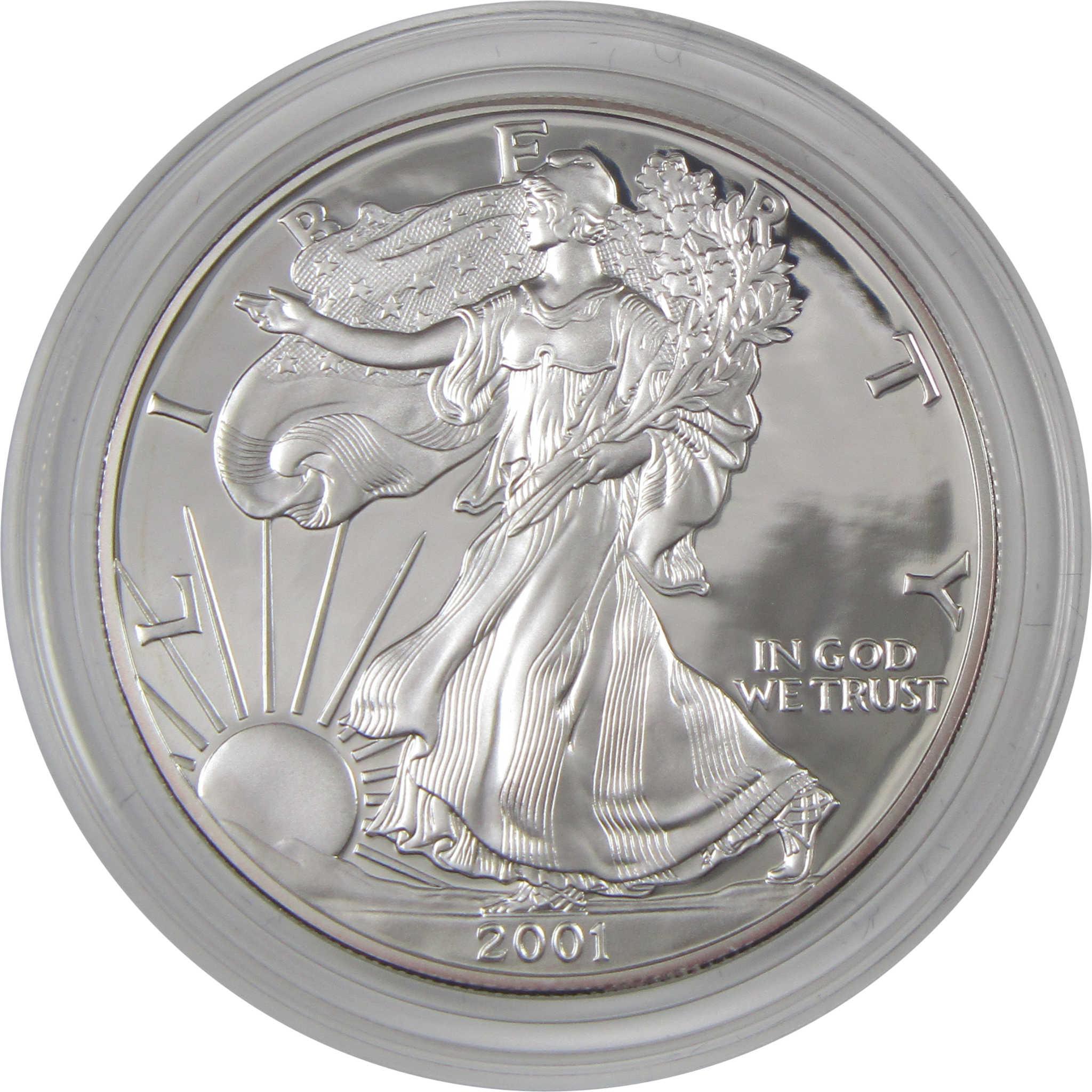 2001 W American Silver Eagle Choice Proof Bullion $1 Coin OGP COA