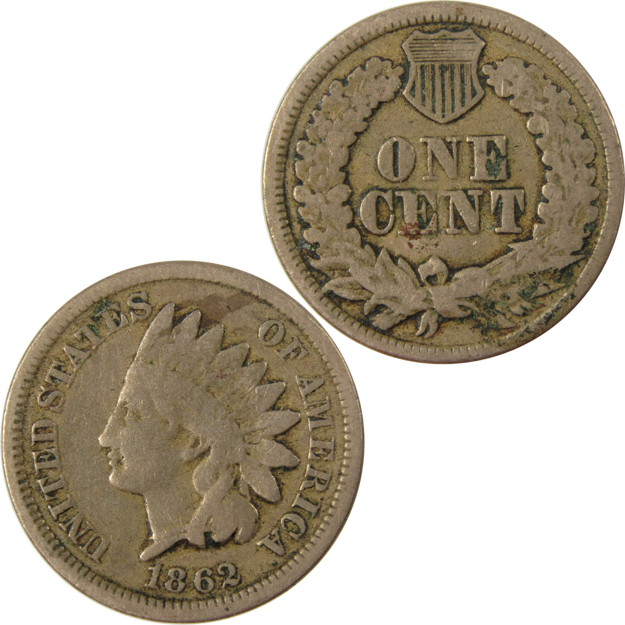1862 Indian Head Cent G Good Details Penny 1c Coin SKU:CP1250