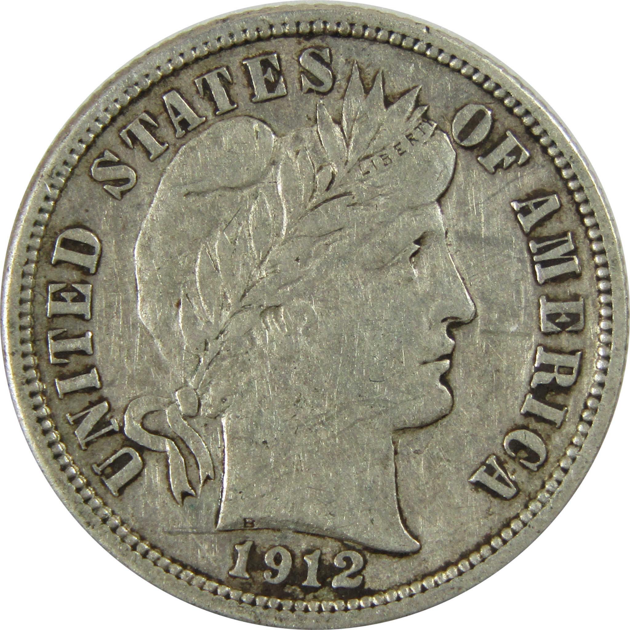 1912 D Barber Silver Dime XF EF Extremely Fine 10c Coin SKU:CP693