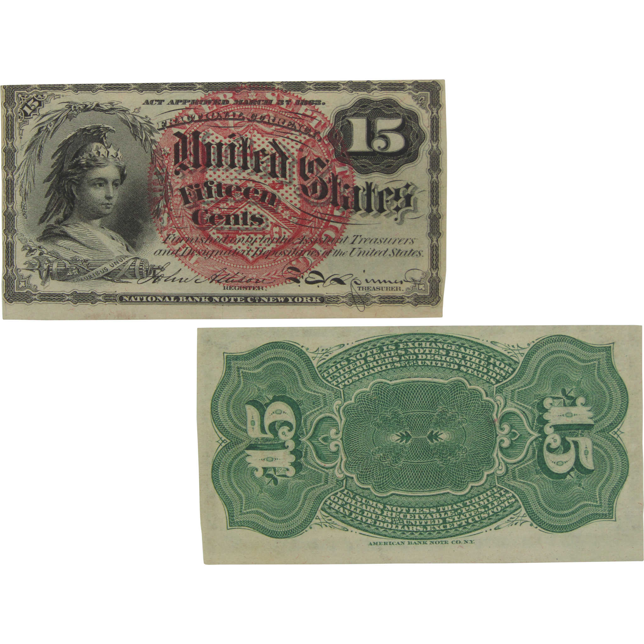 15c Fractional Note Fourth Issue Fr 1269 CU Crisp Uncirculated