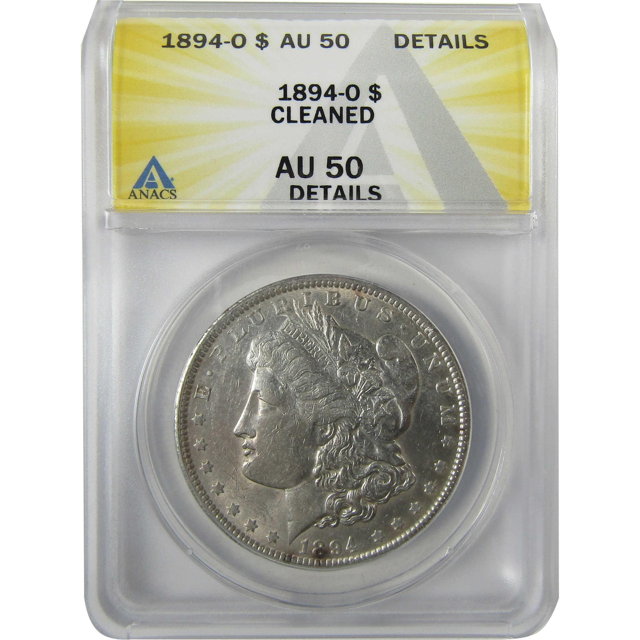 1894 O Morgan Silver Dollar AU 50 Details ANACS $1 Coin SKU:I27993 - Morgan coin - Morgan silver dollar - Morgan silver dollar for sale - Profile Coins & Collectibles