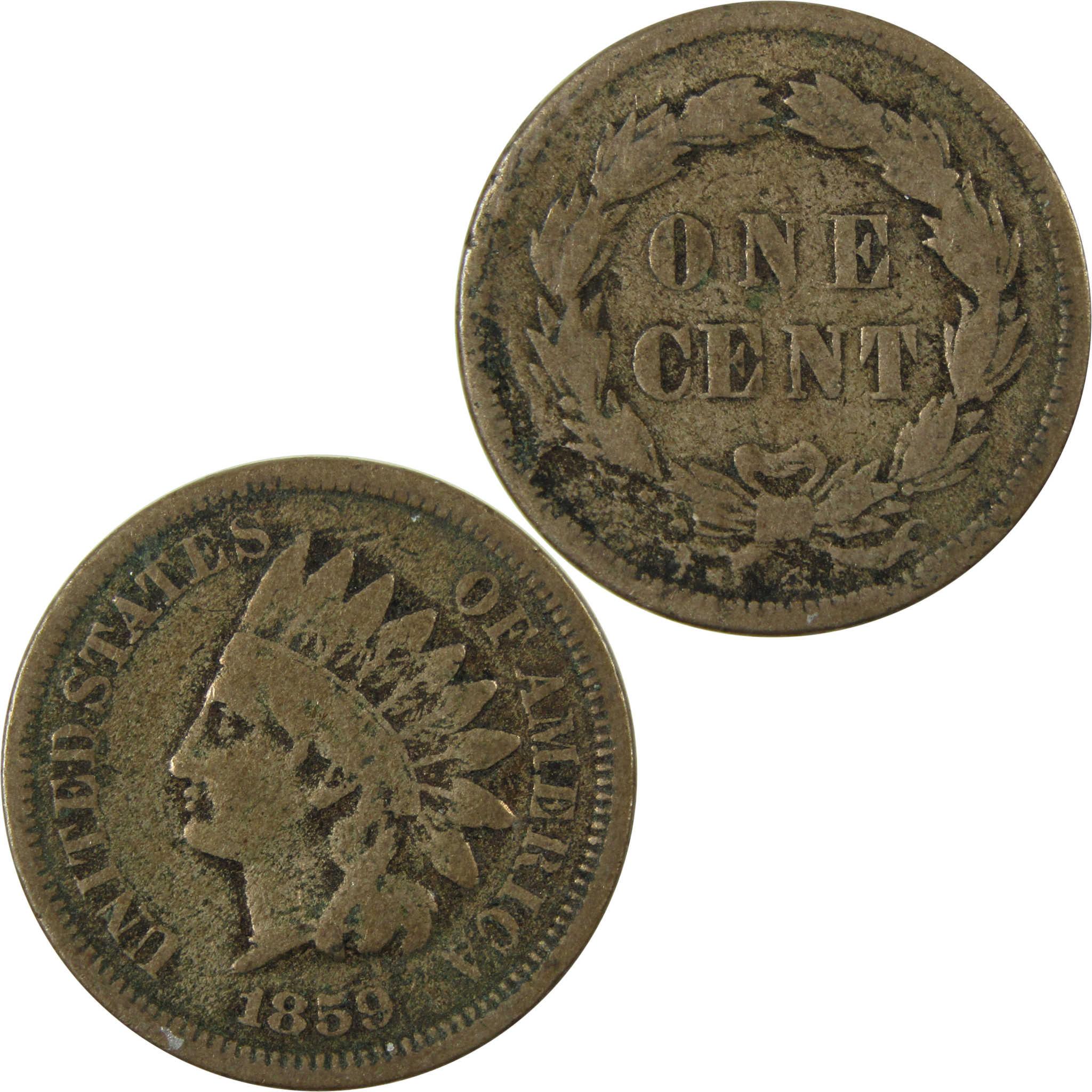 1859 Indian Head Cent VG Very Good Penny 1c Coin SKU:CP1293