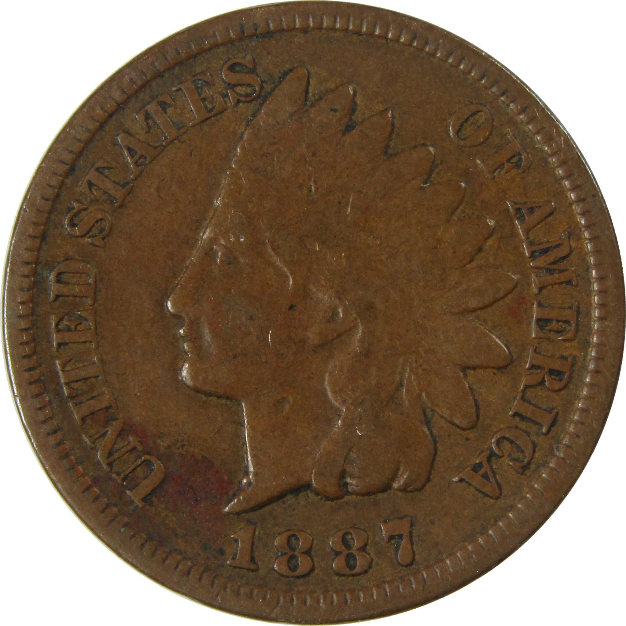 1887 Indian Head Cent VG Very Good Penny 1c Coin SKU:I26981