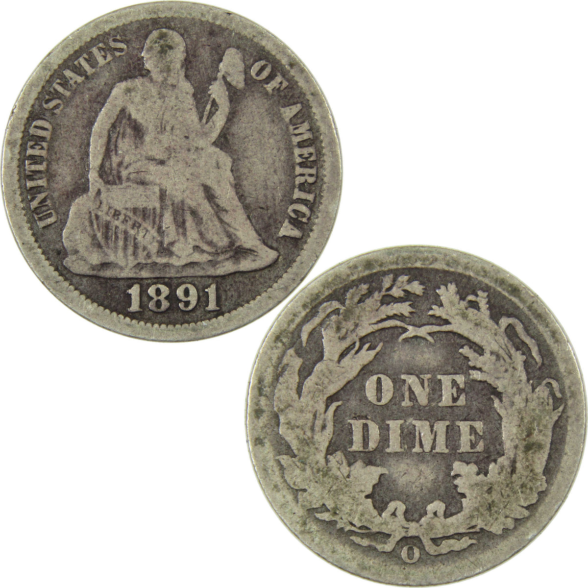 1891 O Seated Liberty Silver Dime G Good 10c Coin Collectible