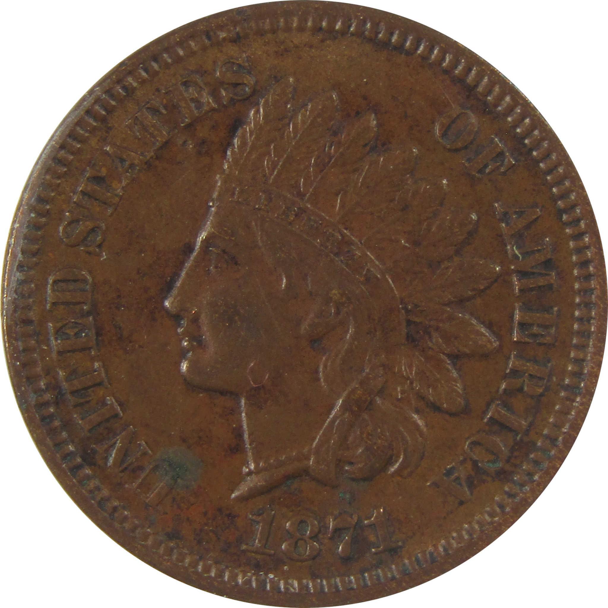 1871 Indian Head Cent EF 45 Details ANACS Penny 1c Coin SKU:CPC0806