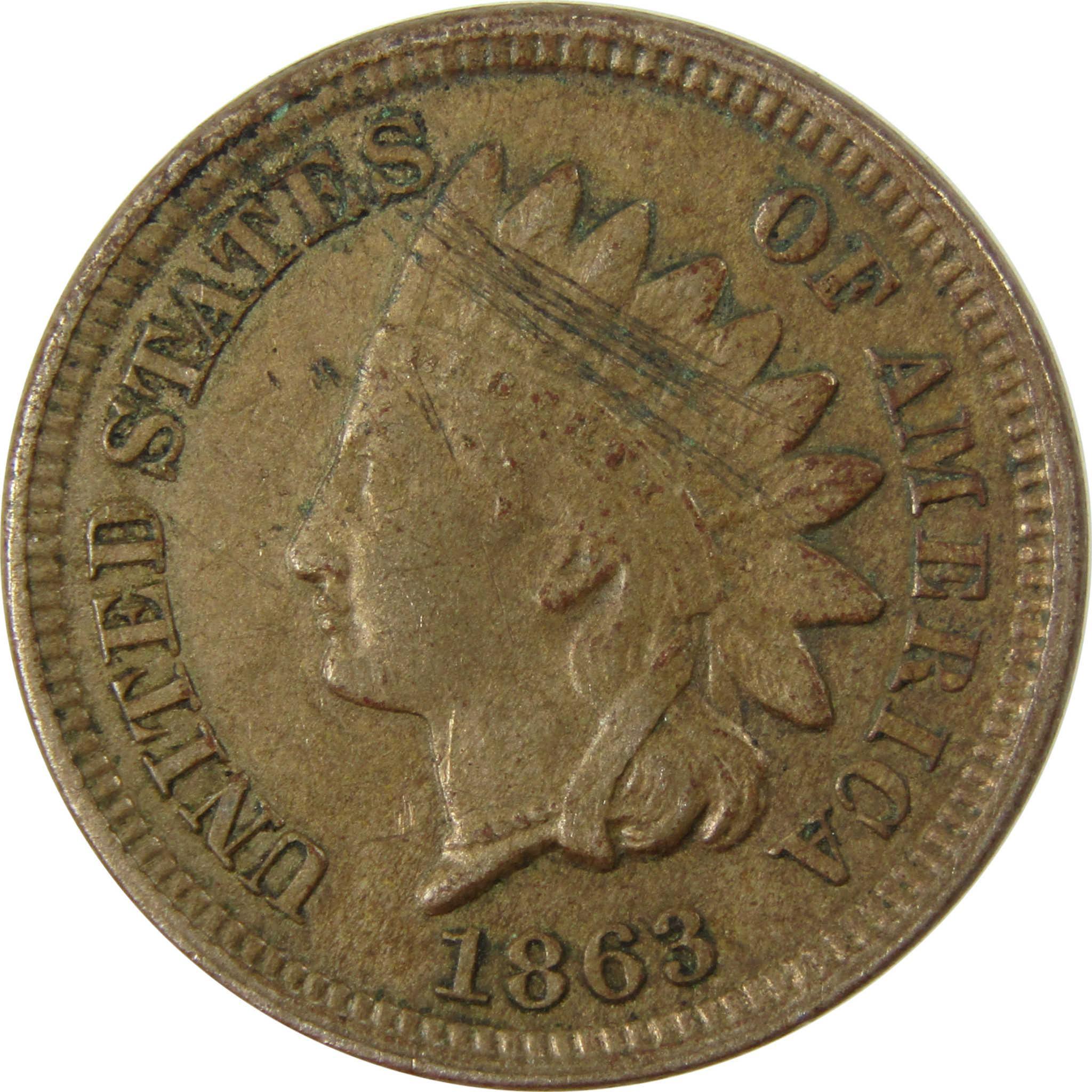 1863 Indian Head Cent XF EF Extremely Fine Details Penny SKU:CP1226