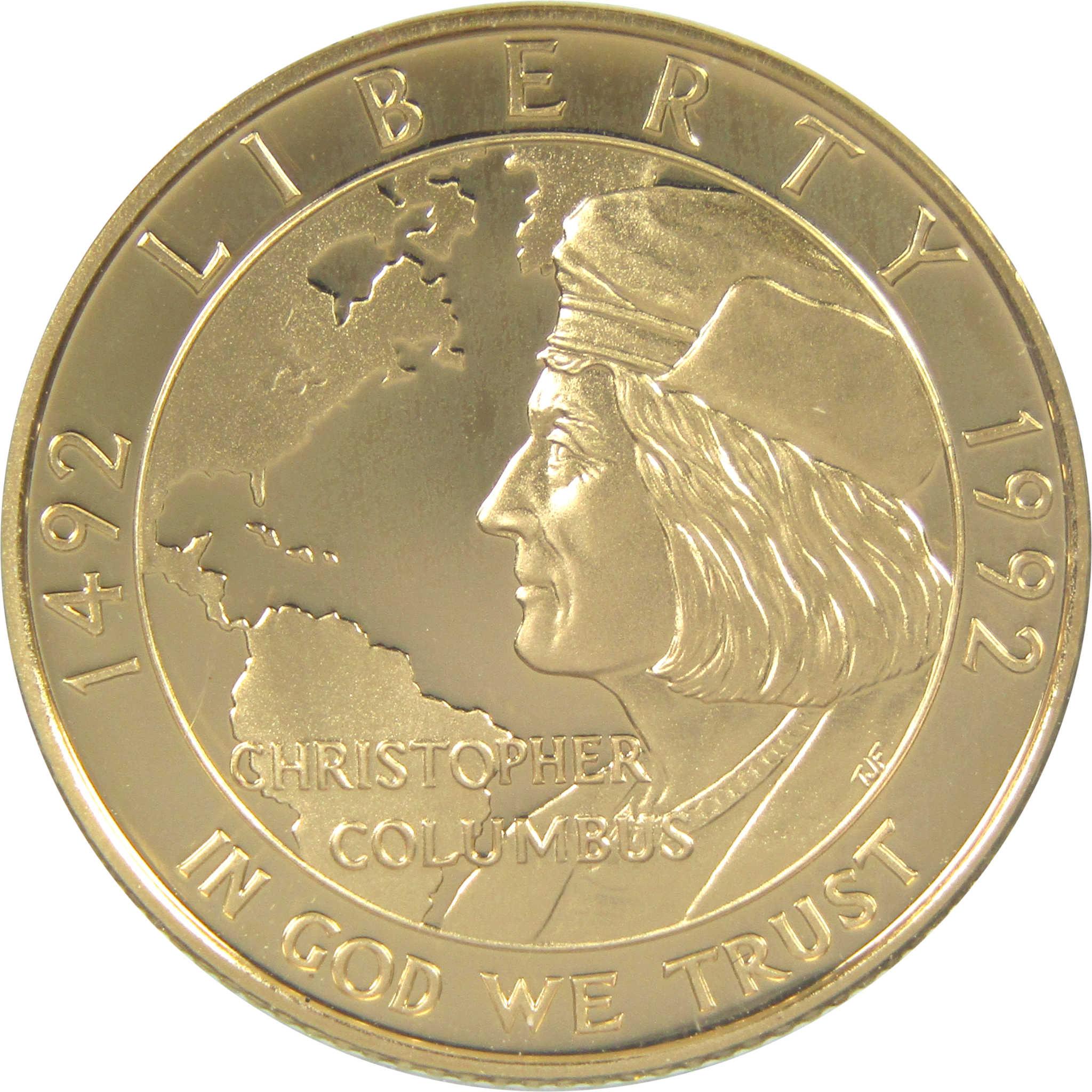 1992 W Christopher Columbus Commemorative Gold Proof $5 Coin