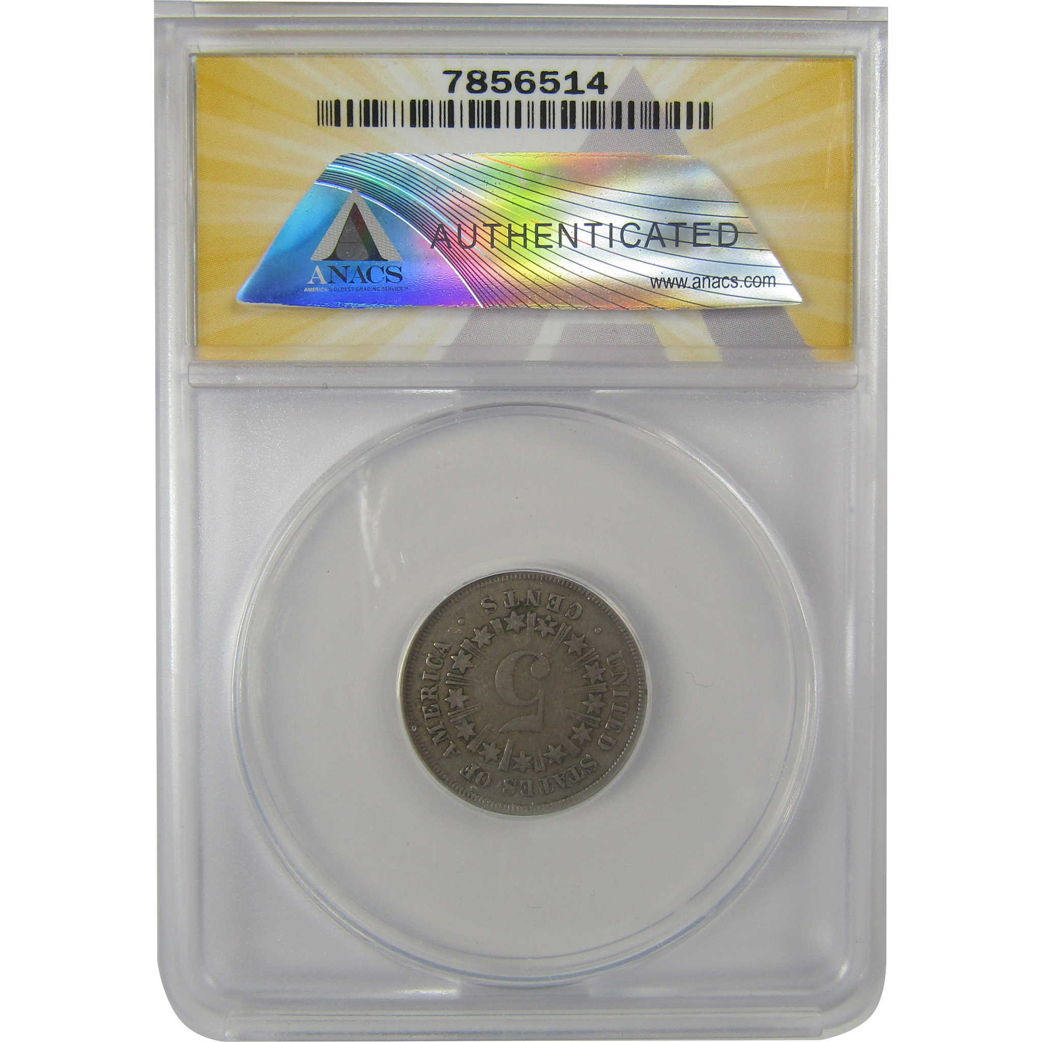 1867 Rays Shield Nickel EF 40 ANACS 5c Coin SKU:I21984