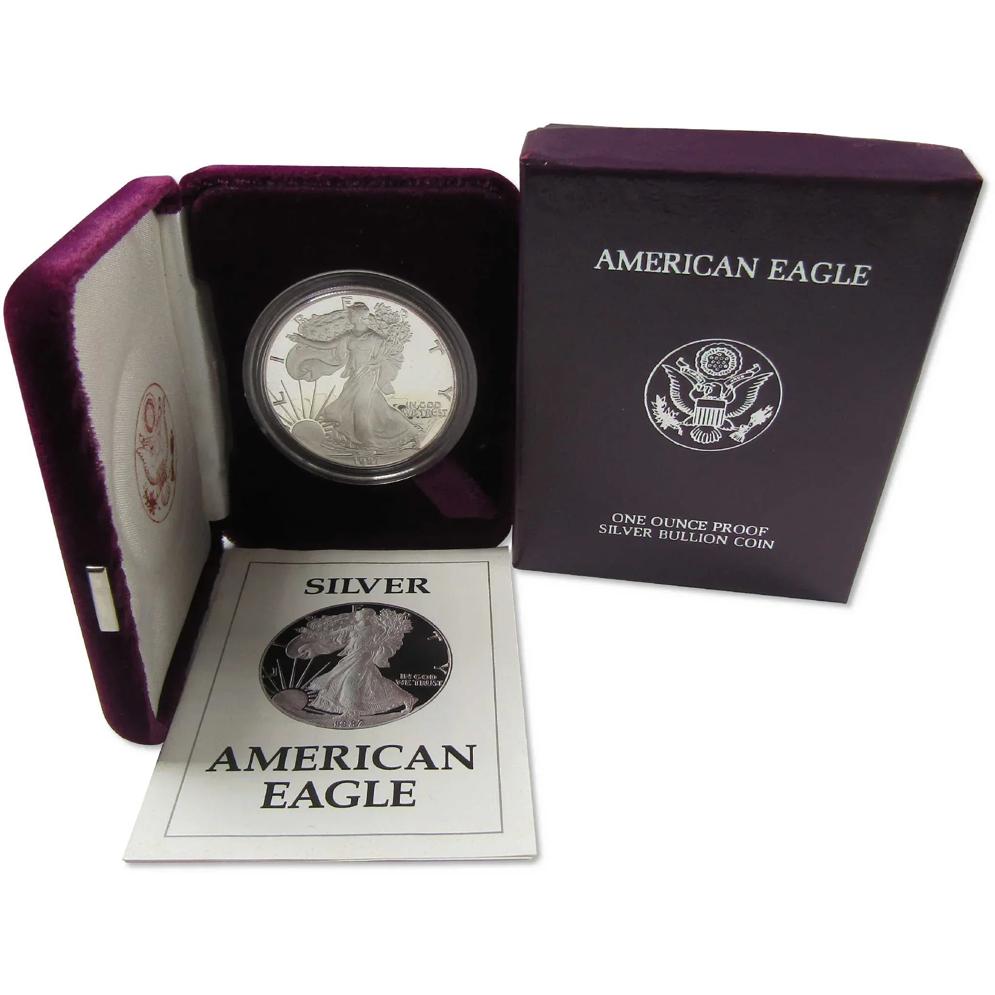 1987 S American Silver Eagle Bullion Proof $1 Coin Collectible OGP COA
