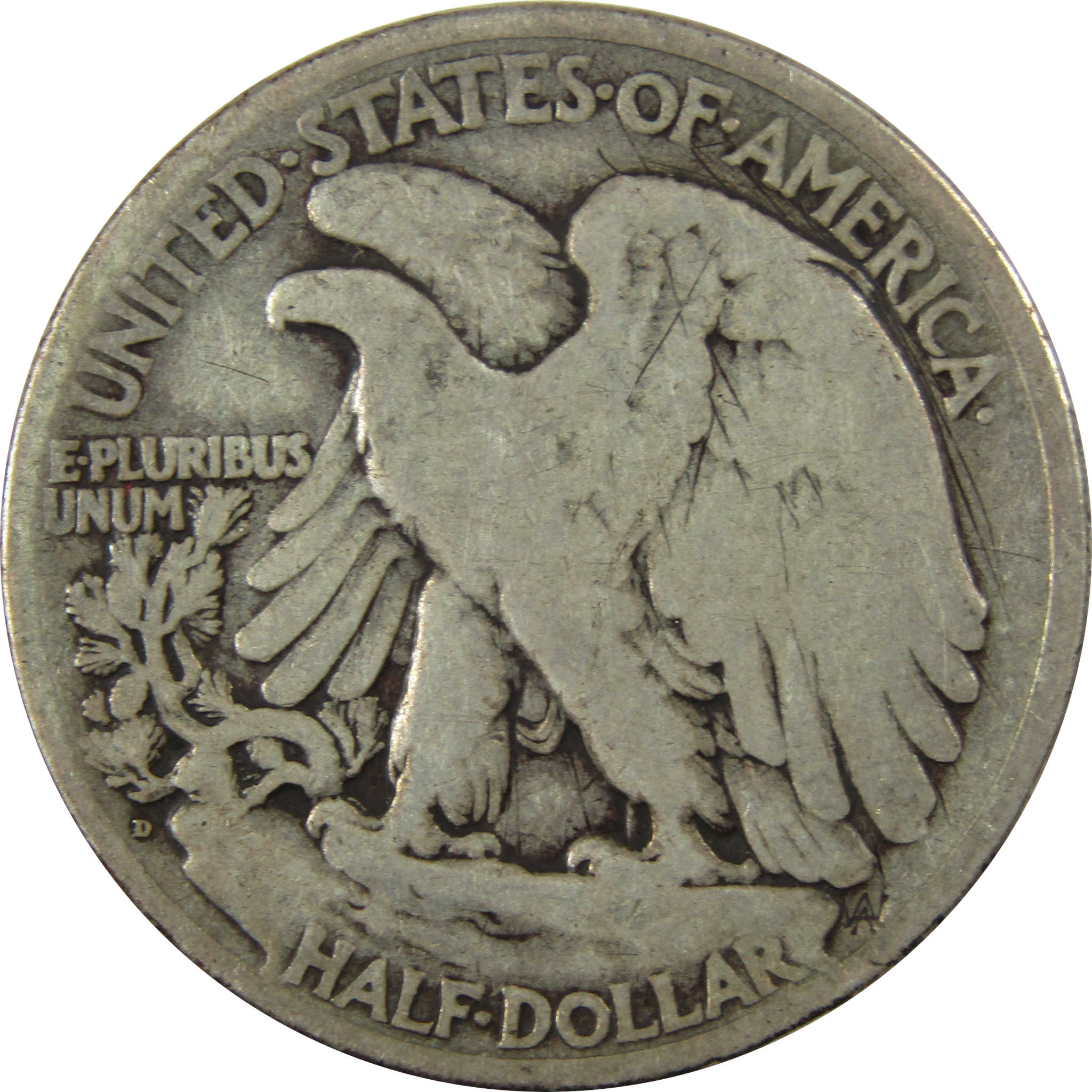 1919 D Liberty Walking Silver Half Dollar G/VG Details SKU:I25377