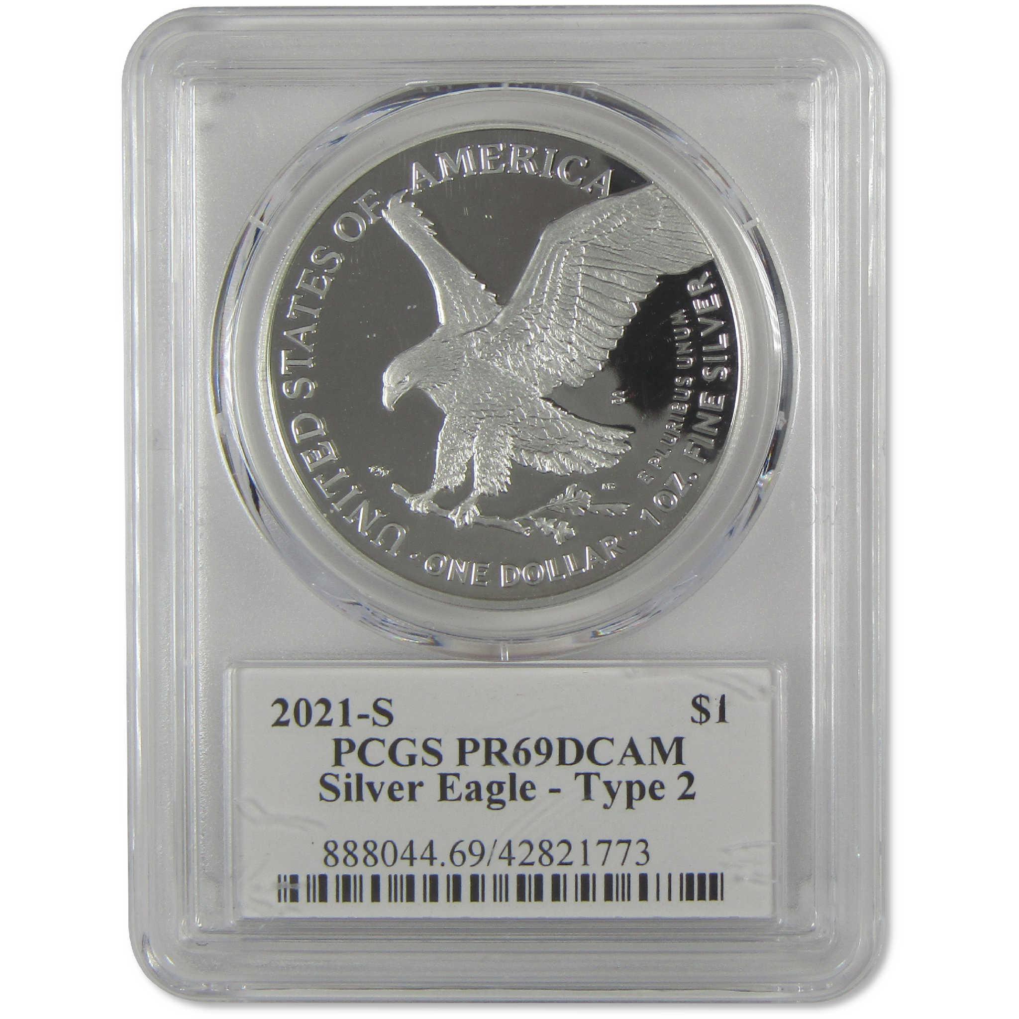 2021 S Type 2 American Silver Eagle PR 69 DCAM PCGS Proof Damstra