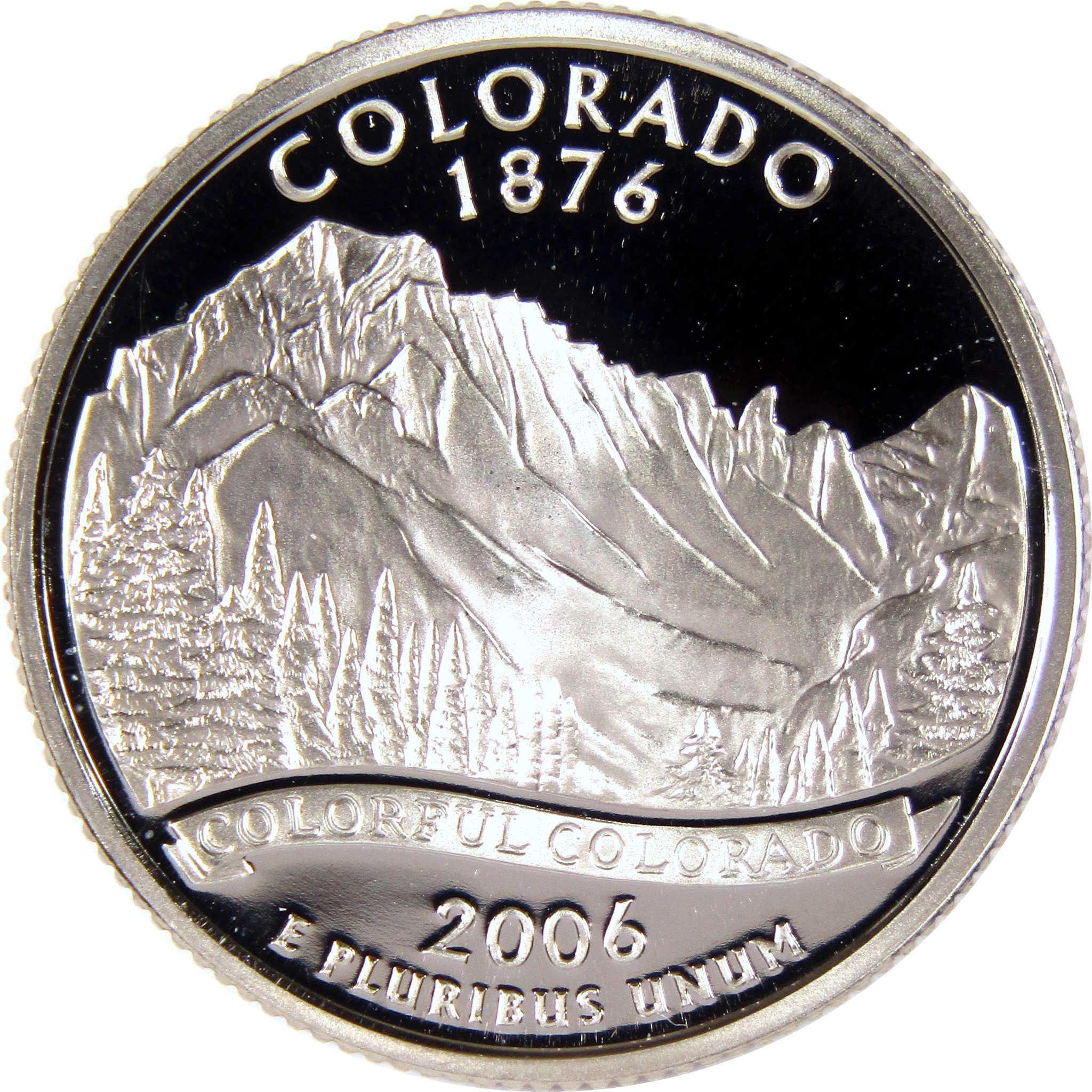 2006 Colorado state quarter featuring mountain and pine trees, collectible coin