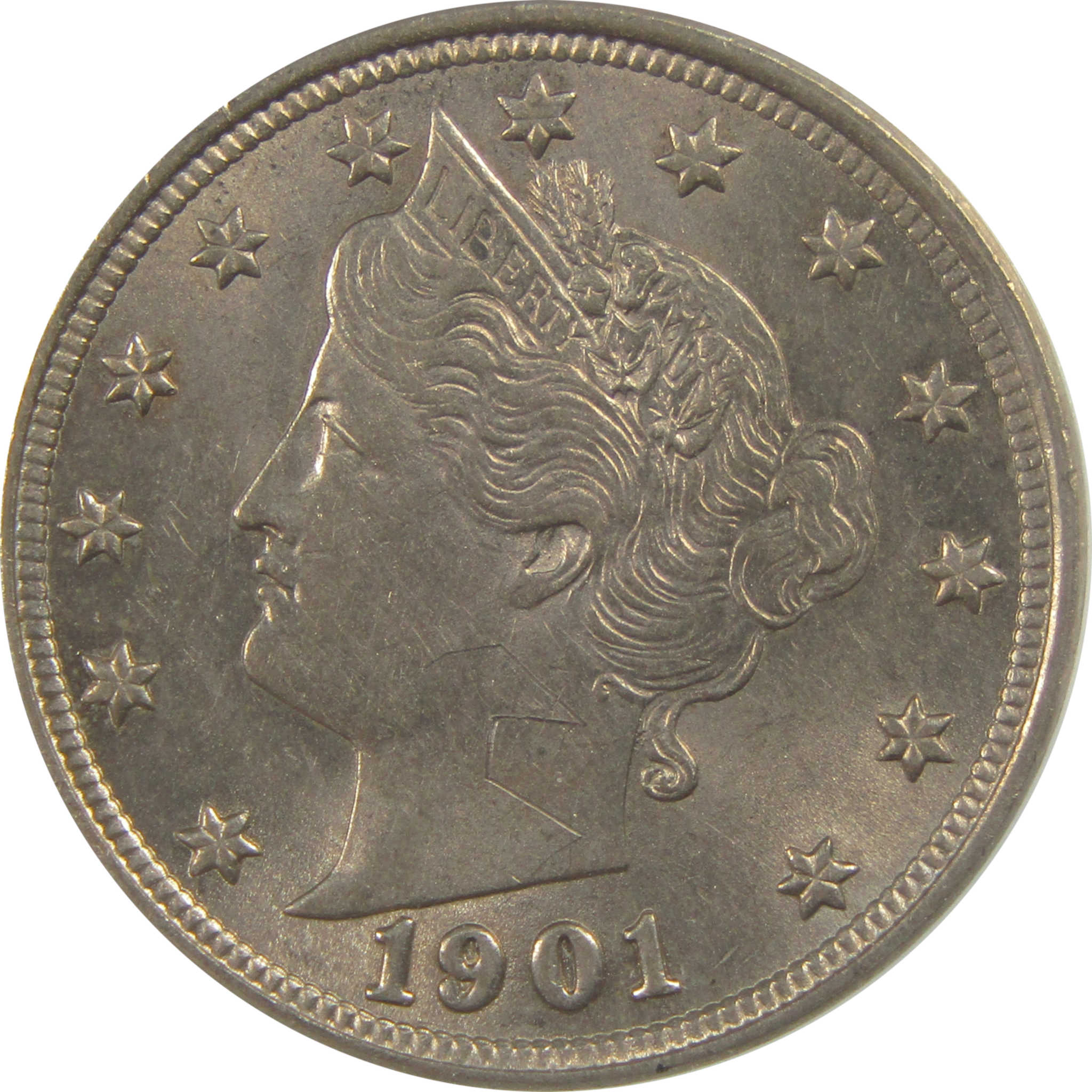 1901 Liberty Head V Nickel AU 58 Details ANACS 5c Coin SKU:I22319