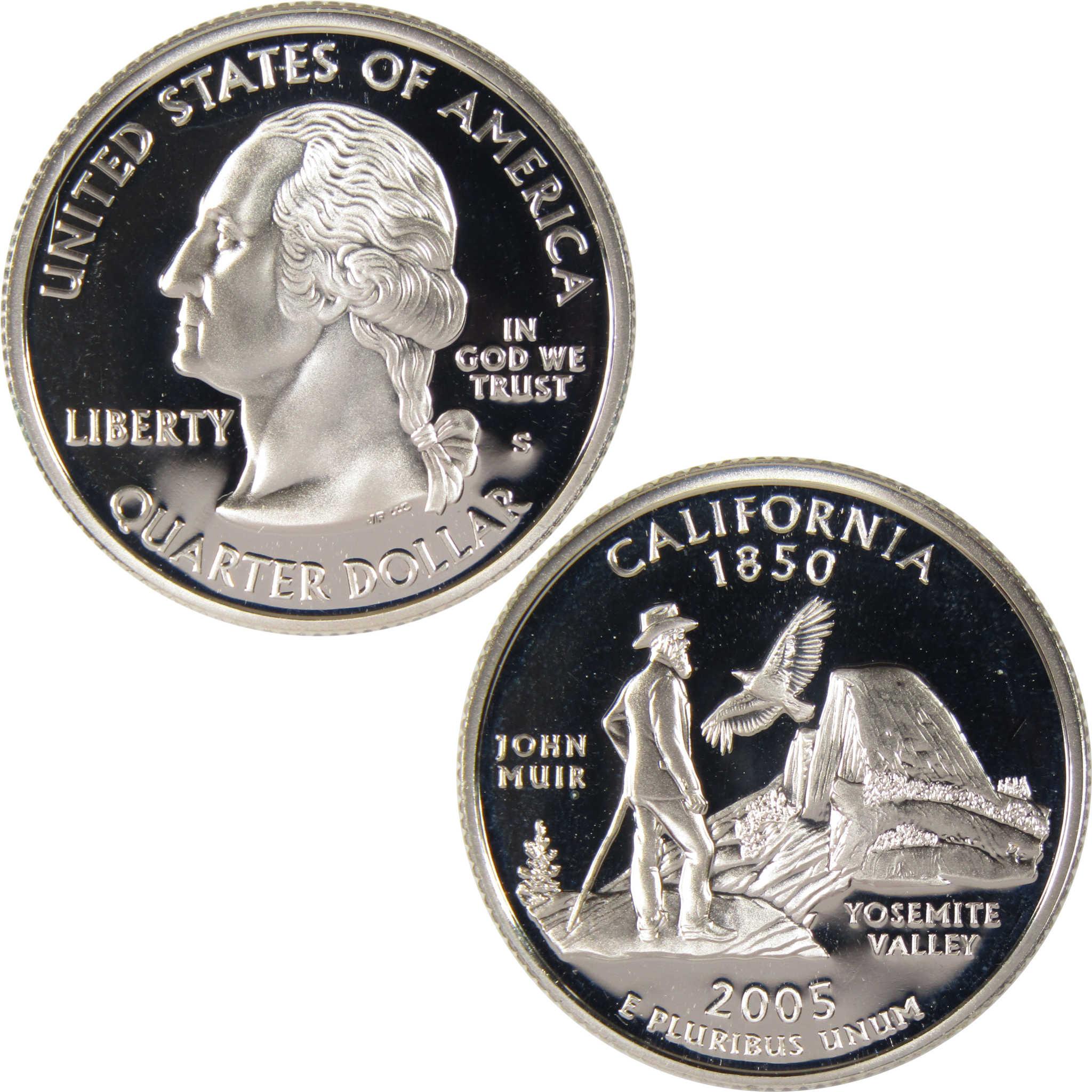 2005 California state quarter coin featuring George Washington and Yosemite Valley design