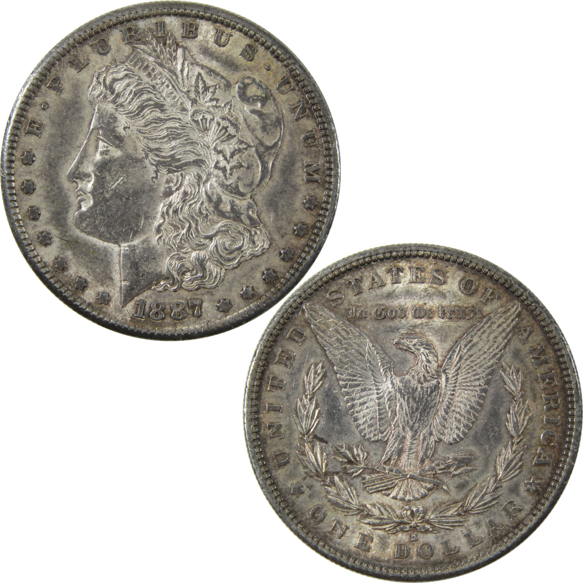 1887 S Morgan Dollar AU About Uncirculated Silver $1 Coin SKU:I14194 - Morgan coin - Morgan silver dollar - Morgan silver dollar for sale - Profile Coins & Collectibles