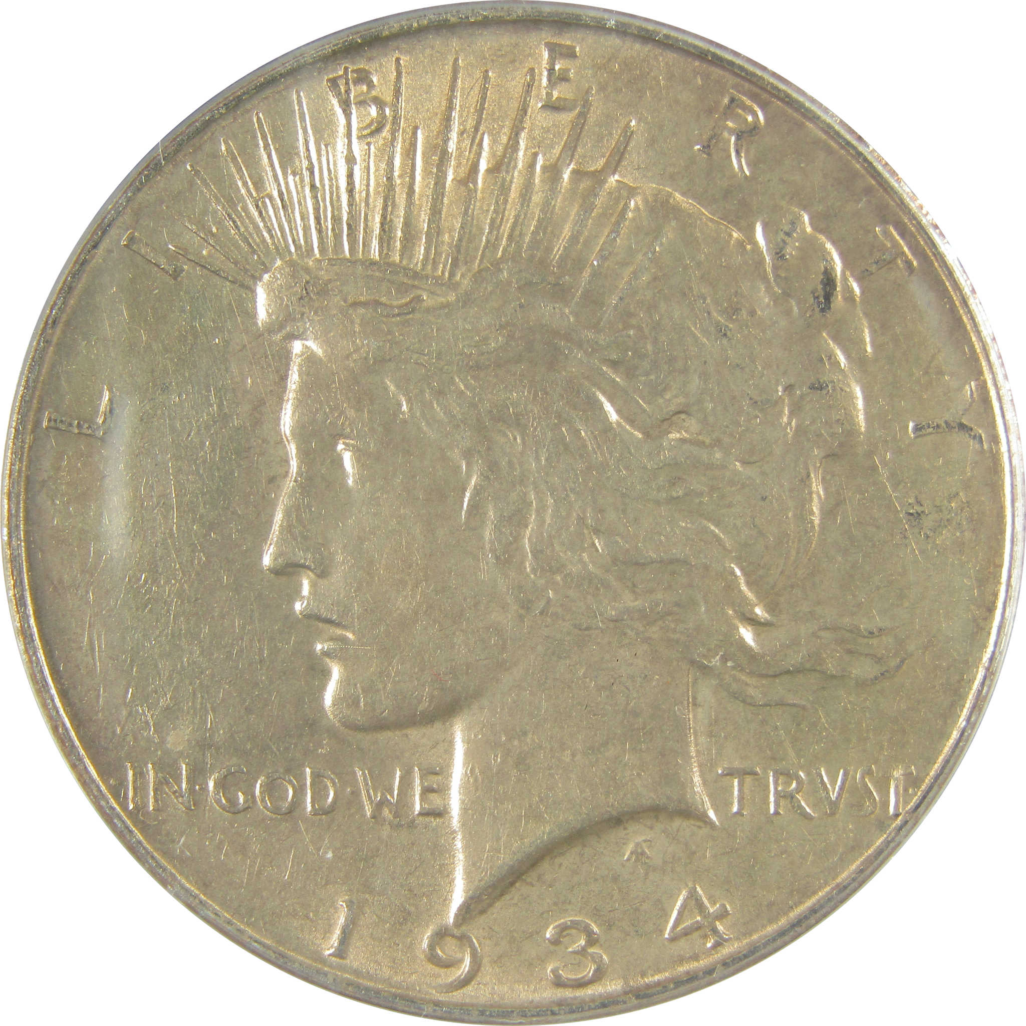 1934 D Peace Dollar AU 50 Details ANACS Silver $1 Coin SKU:I21574