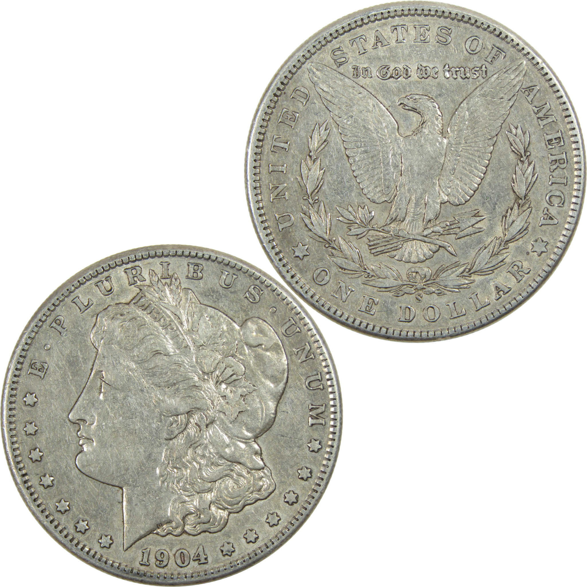 1904 S Morgan Dollar XF EF Extremely Fine Silver $1 Coin SKU:I13125 - Morgan coin - Morgan silver dollar - Morgan silver dollar for sale - Profile Coins & Collectibles